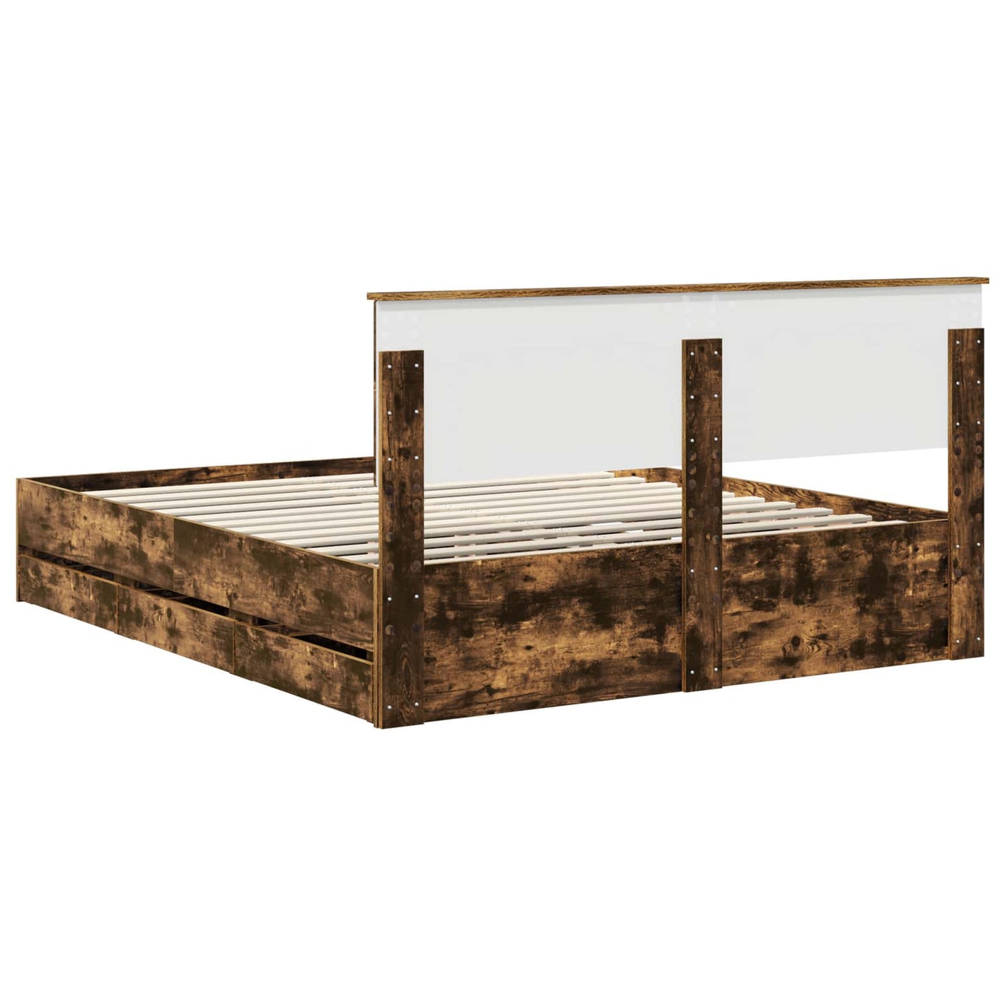 vidaXL Σκελετός Κρεβατιού Καπνιστό Δρύς 160 x 200 cm Μηχανήματος Ξύλο