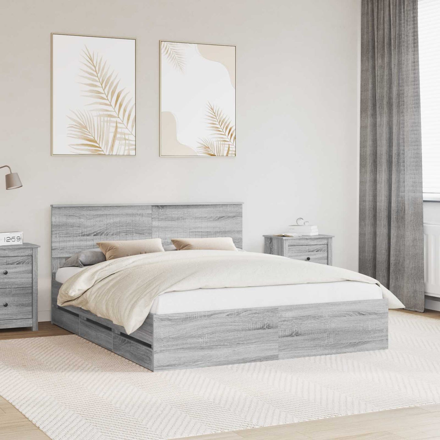 vidaXL Σκελετός Κρεβατιού Γκρίζο Σονομα 160 x 200 cm Μηχανήματος Ξύλο