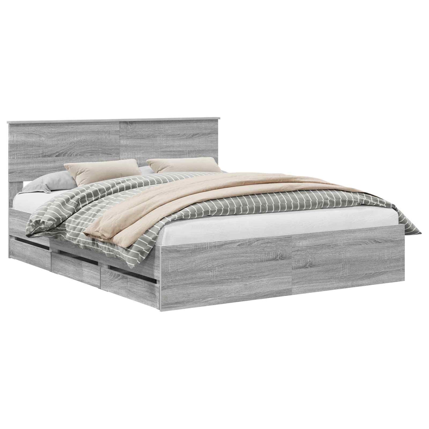 vidaXL Σκελετός Κρεβατιού Γκρίζο Σονομα 160 x 200 cm Μηχανήματος Ξύλο