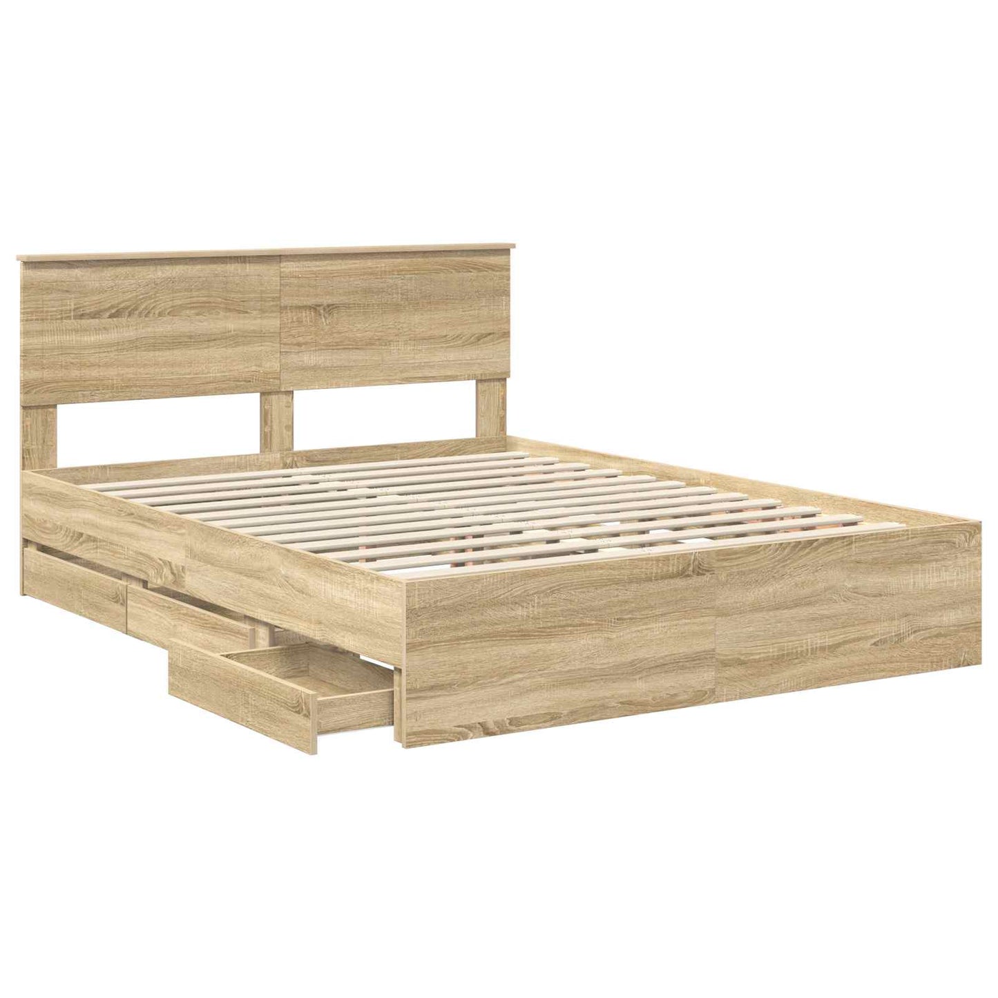 vidaXL Σκελετός Κρεβατιού Δρύς Sonoma 150 x 200 cm Μηχανήματος Ξύλο