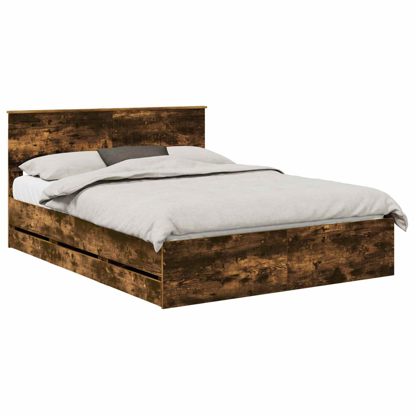 vidaXL Σκελετός Κρεβατιού Καπνιστό Δρύς 150 x 200 cm Μηχανήματος Ξύλο