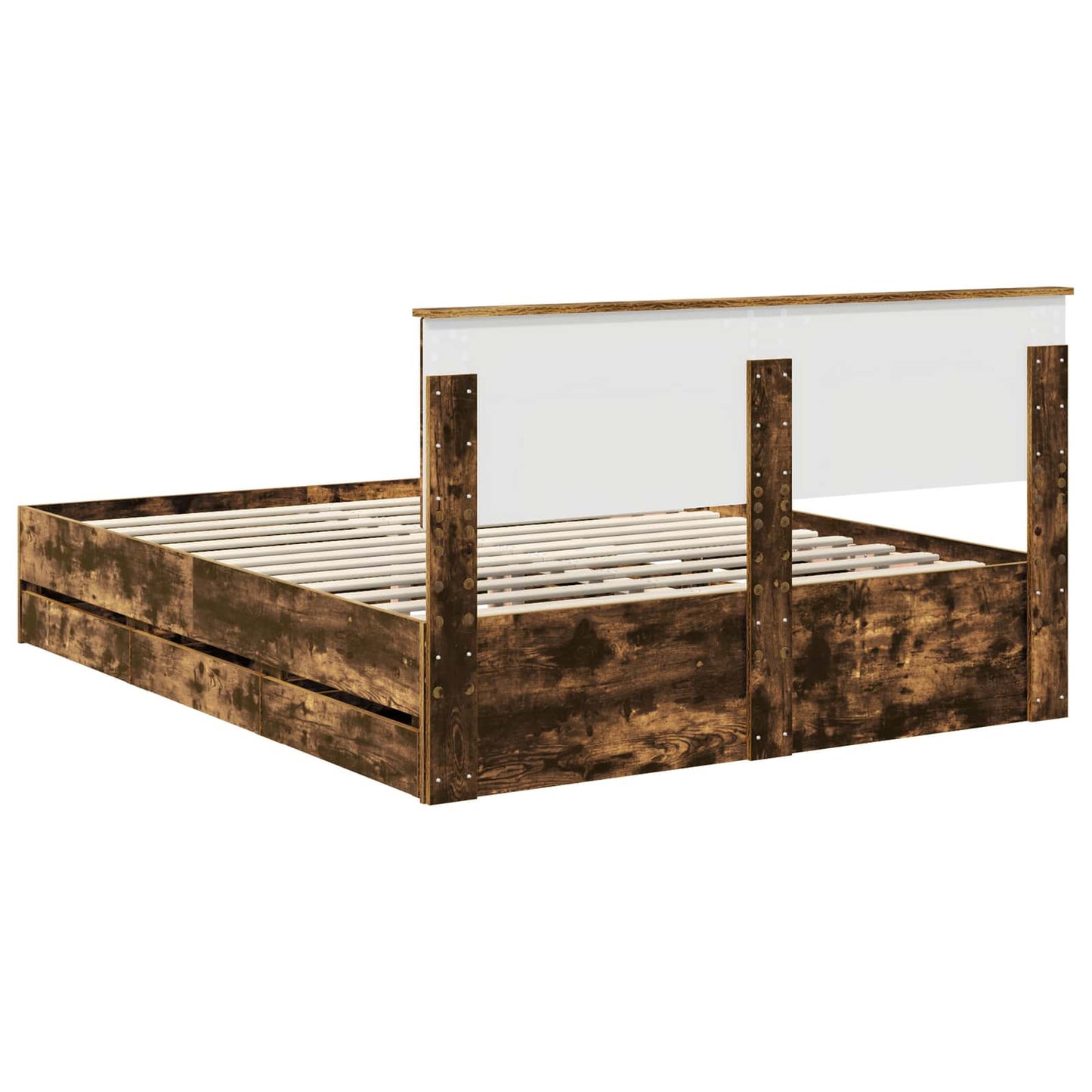 vidaXL Σκελετός Κρεβατιού Καπνιστό Δρύς 150 x 200 cm Μηχανήματος Ξύλο