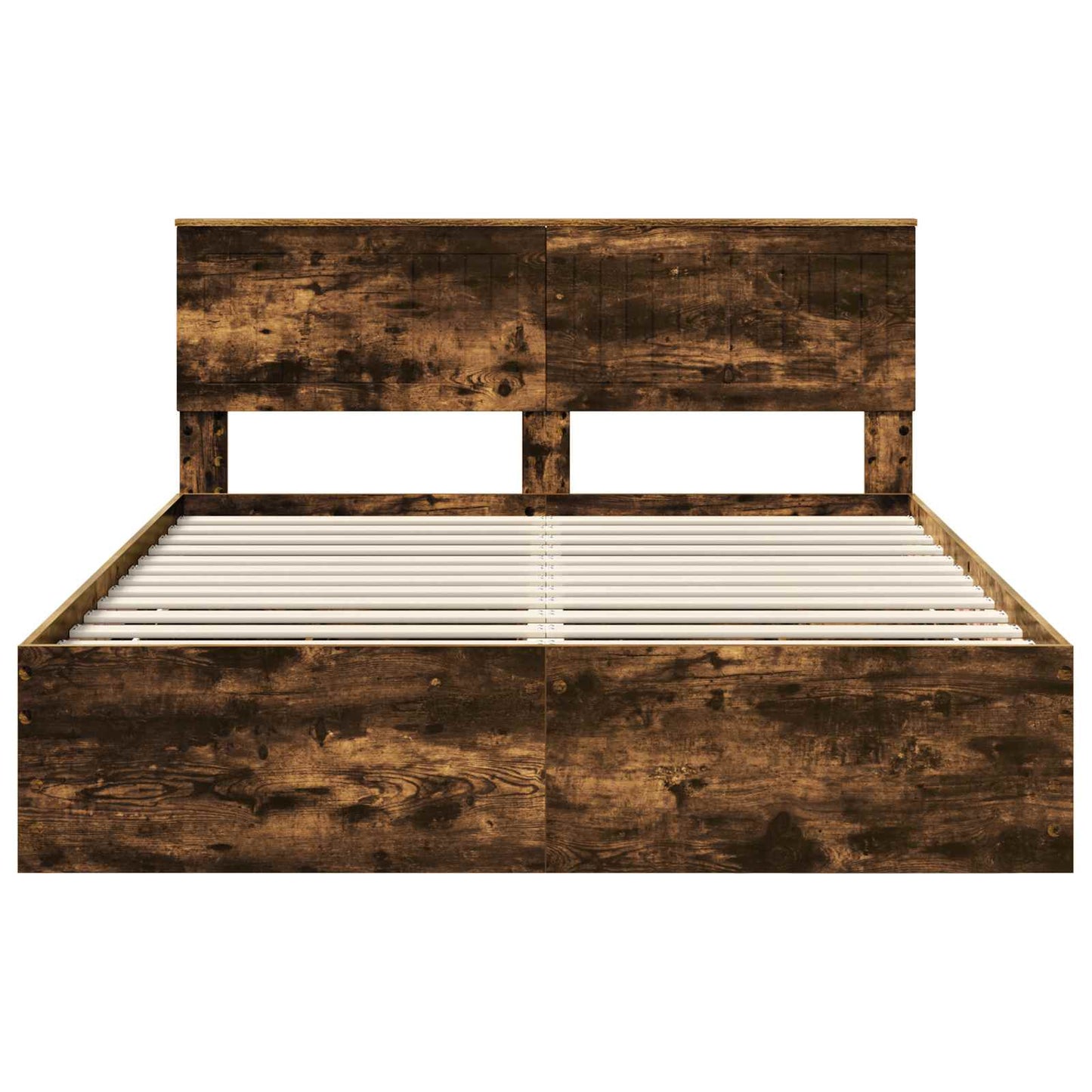 vidaXL Σκελετός Κρεβατιού Καπνιστό Δρύς 150 x 200 cm Μηχανήματος Ξύλο