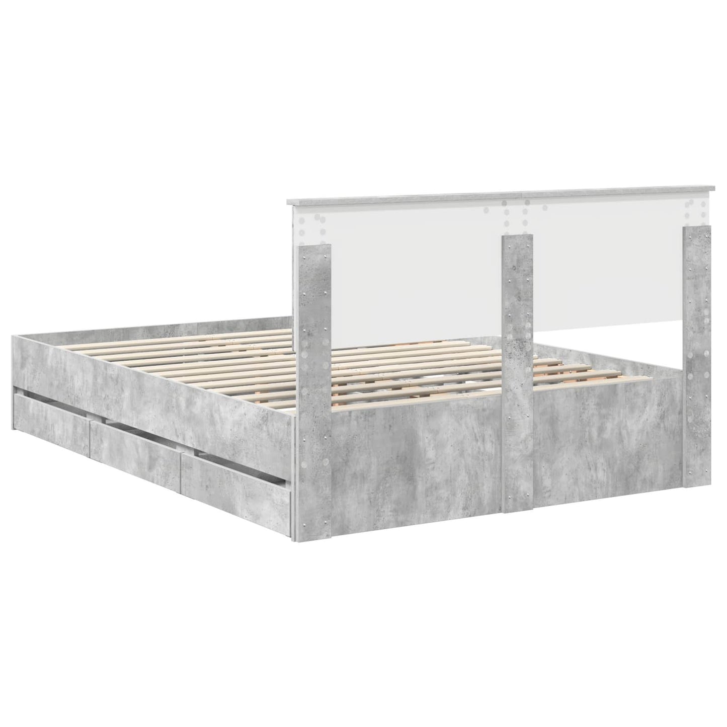 vidaXL Σκελετός Κρεβατιού Σκυρόδεμα Γκρι 140 x 190 cm Μηχανήματος Ξύλο