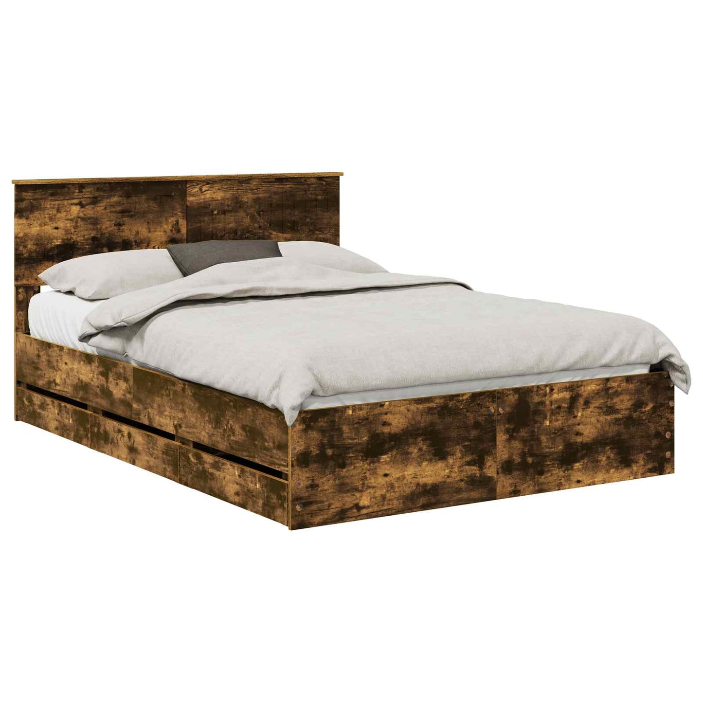 vidaXL Σκελετός Κρεβατιού Καπνιστό Δρύς 140 x 200 cm Μηχανήματος Ξύλο