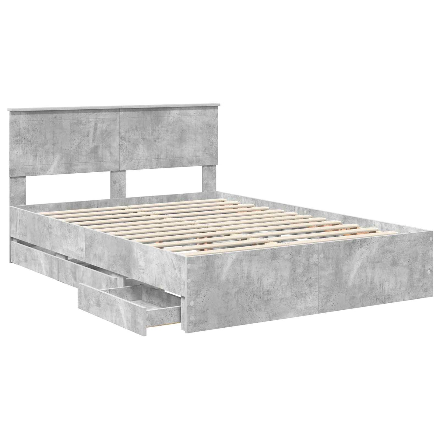 vidaXL Σκελετός Κρεβατιού Σκυρόδεμα Γκρι 140 x 190 cm Μηχανήματος Ξύλο