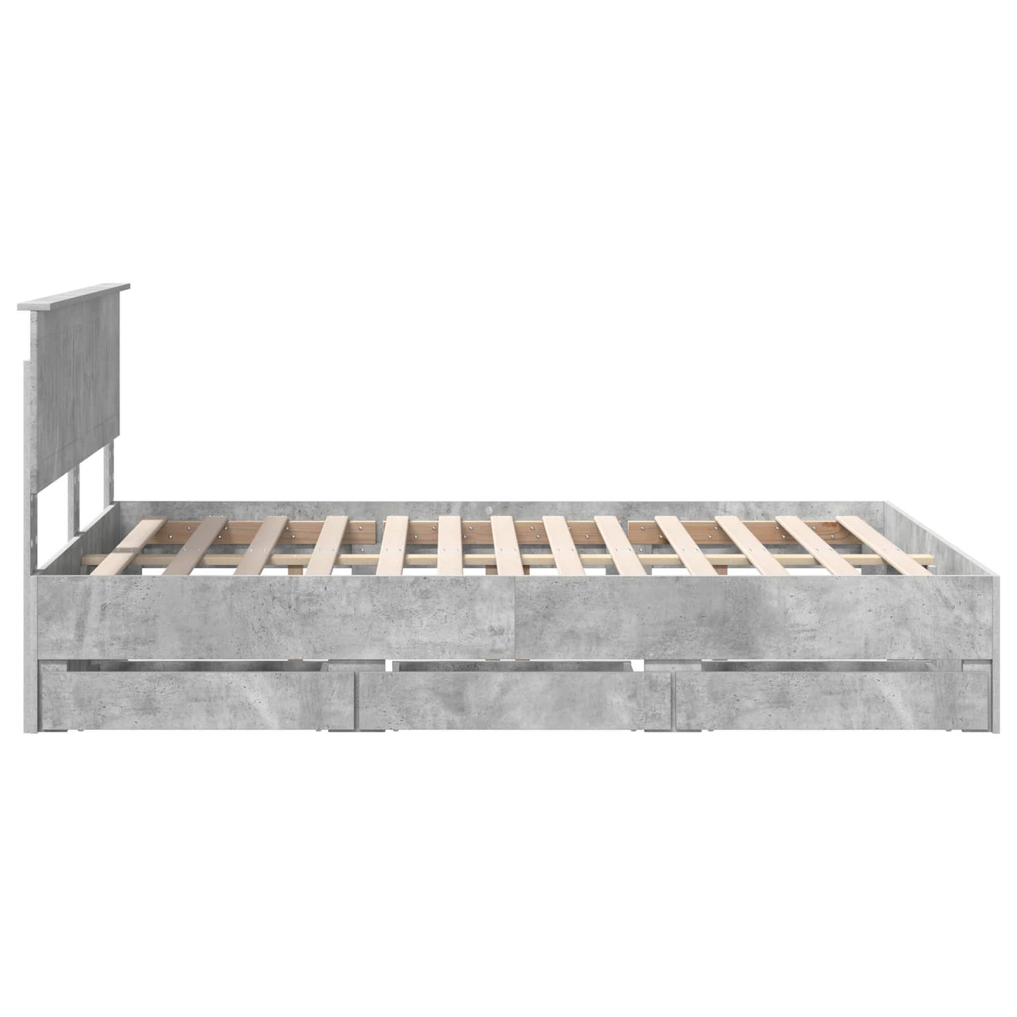 vidaXL Σκελετός Κρεβατιού Σκυρόδεμα Γκρι 140 x 190 cm Μηχανήματος Ξύλο