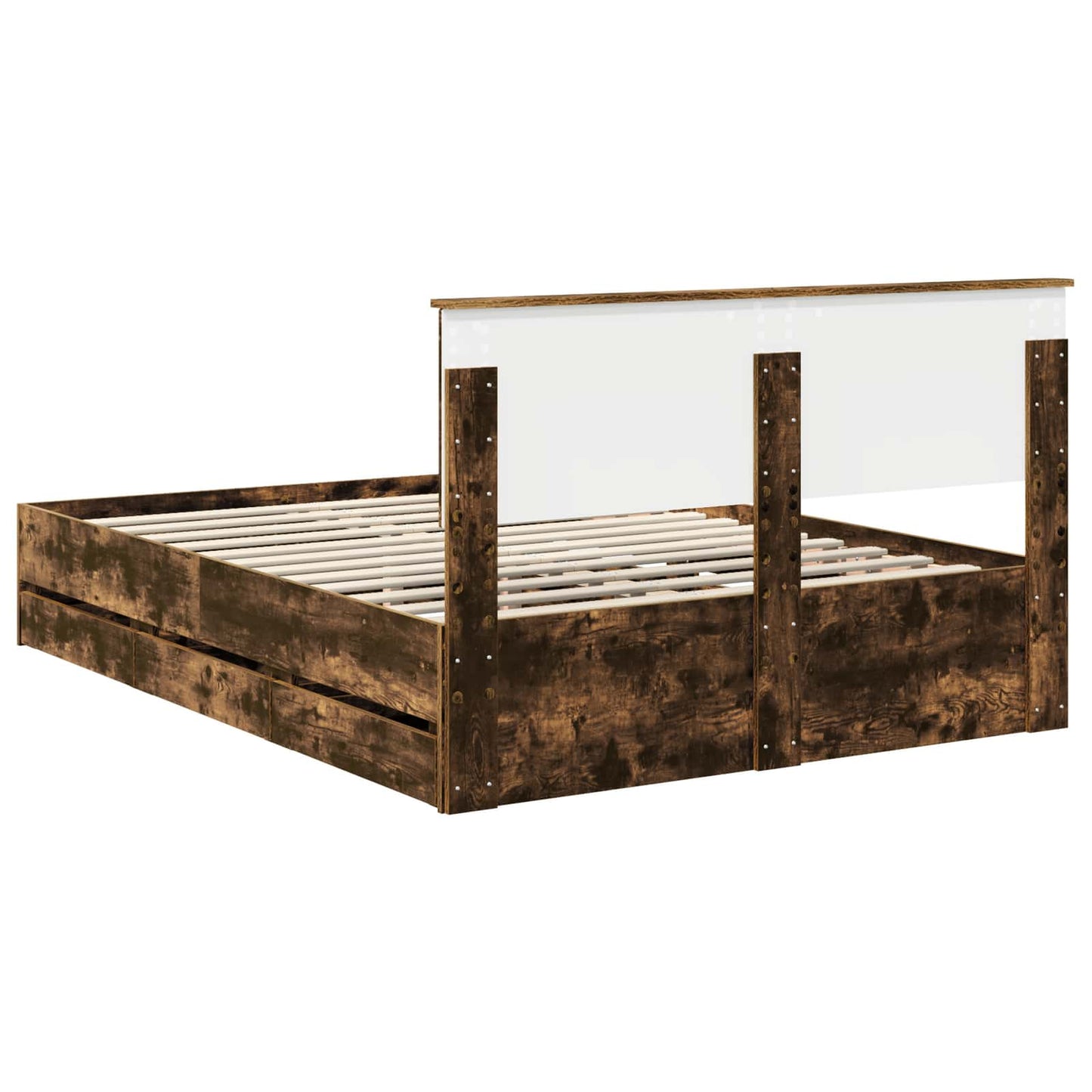 vidaXL Σκελετός Κρεβατιού Καπνιστό Δρύς 140 x 190 cm Μηχανήματος Ξύλο