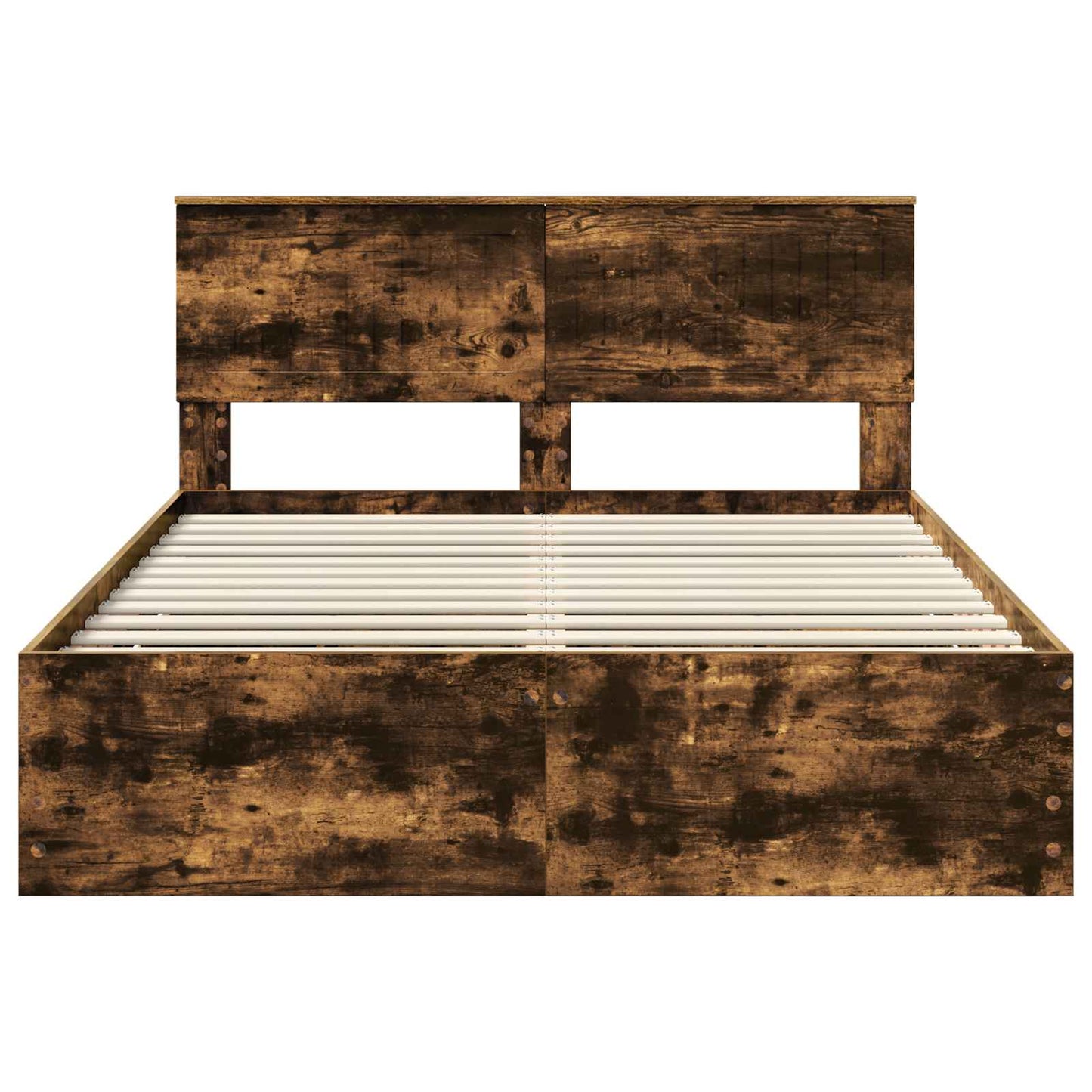 vidaXL Σκελετός Κρεβατιού Καπνιστό Δρύς 140 x 190 cm Μηχανήματος Ξύλο