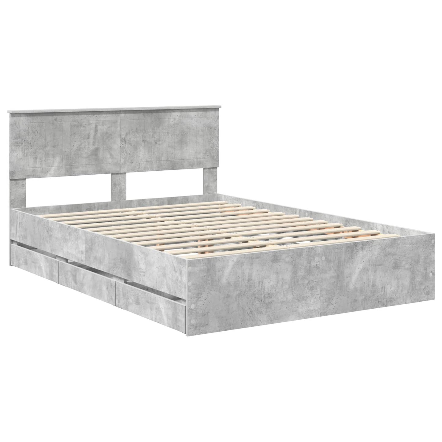 vidaXL Σκελετός Κρεβατιού Σκυρόδεμα Γκρι 135 x 190 cm Μηχανήματος Ξύλο