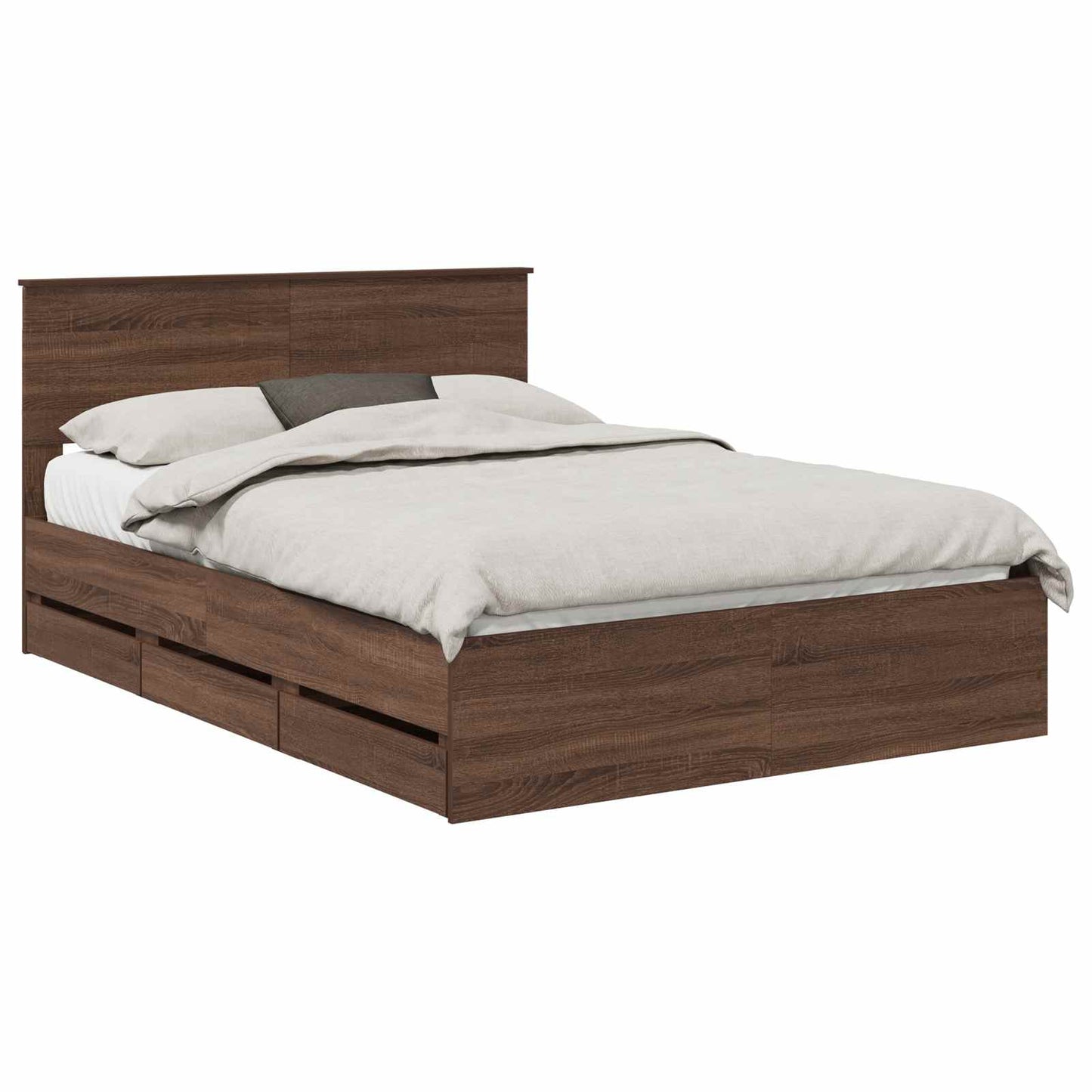 vidaXL Σκελετός Κρεβατιού Καφέ δρυς 135 x 190 cm Μηχανήματος Ξύλο