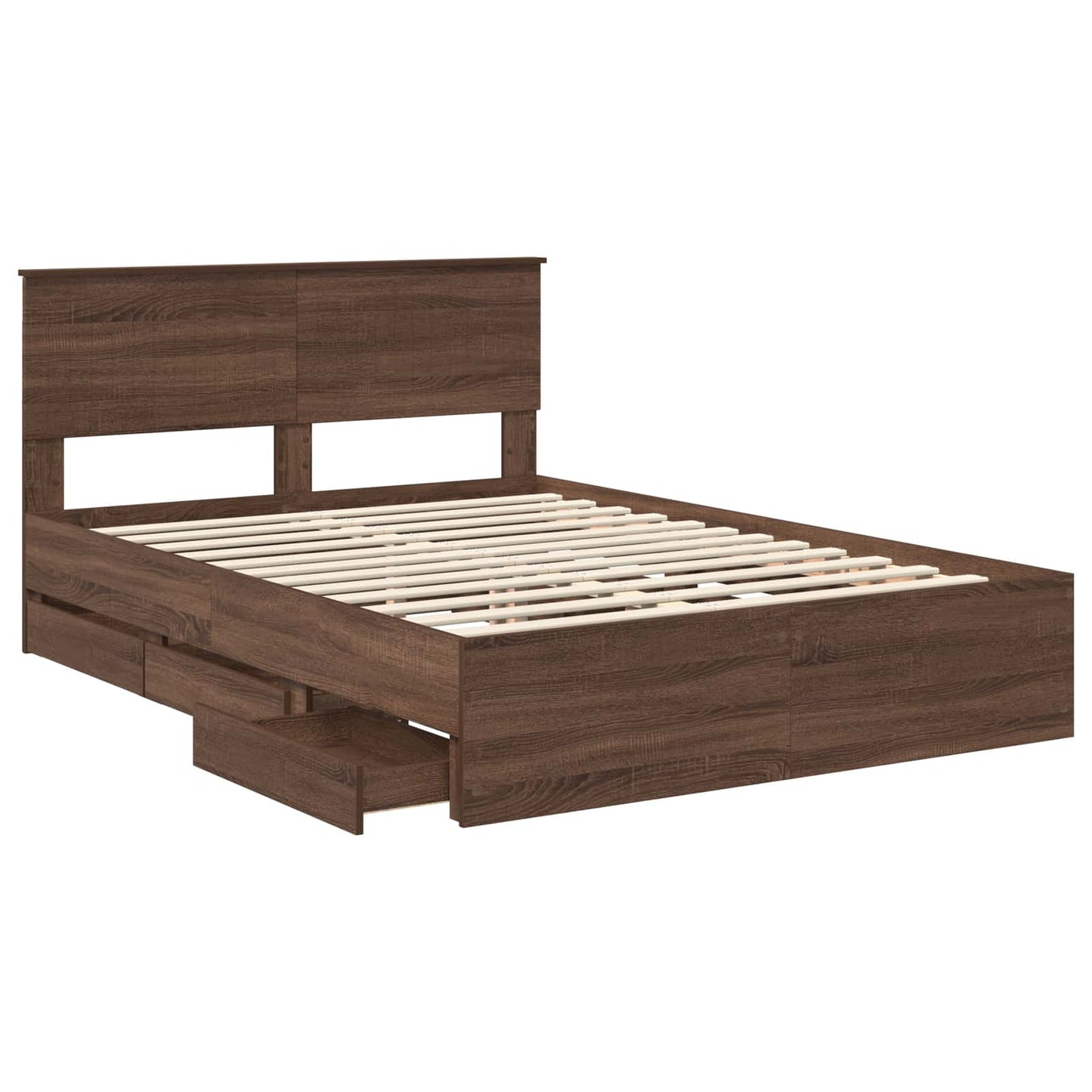 vidaXL Σκελετός Κρεβατιού Καφέ δρυς 135 x 190 cm Μηχανήματος Ξύλο