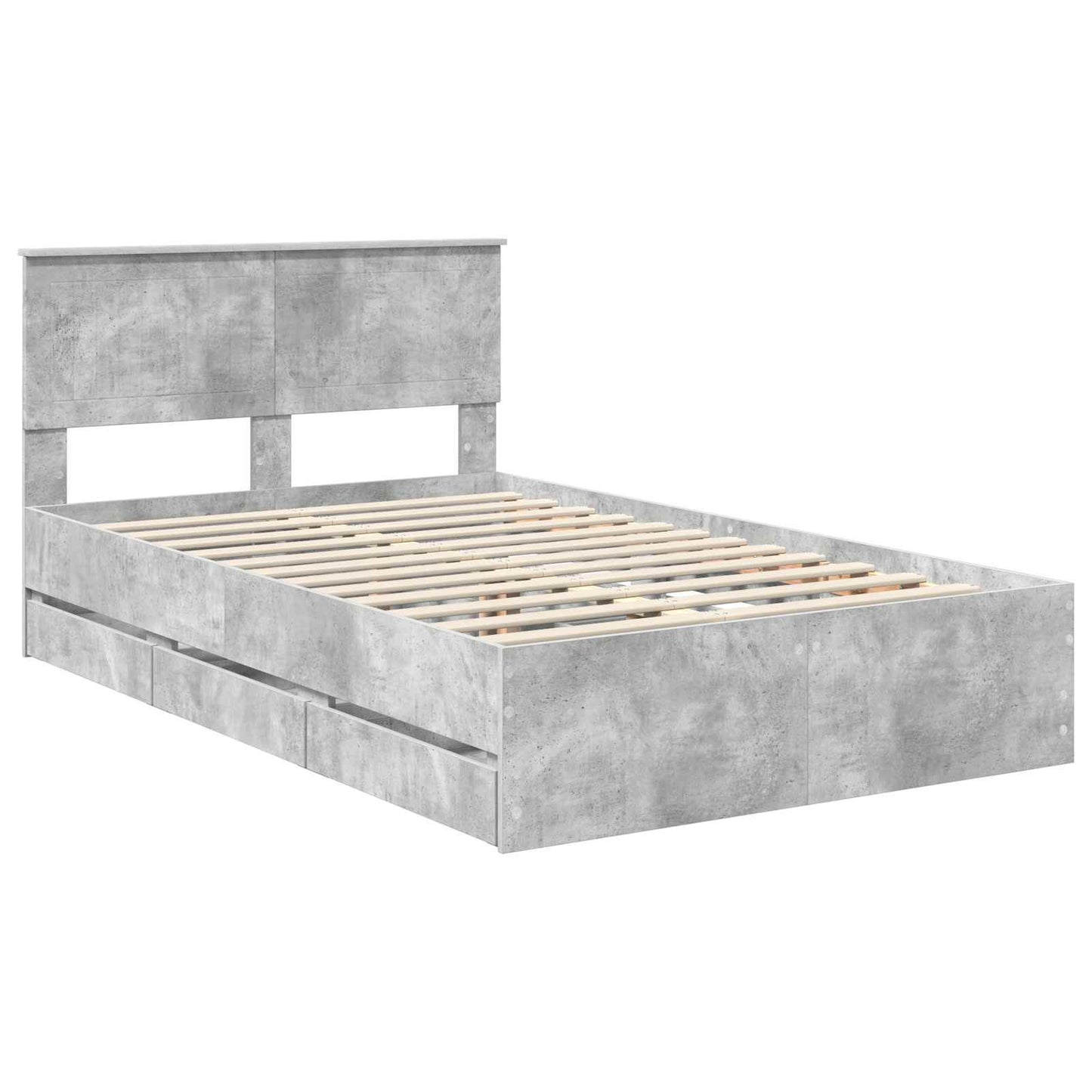 vidaXL Σκελετός Κρεβατιού Σκυρόδεμα Γκρι 120 x 200 cm Μηχανήματος Ξύλο