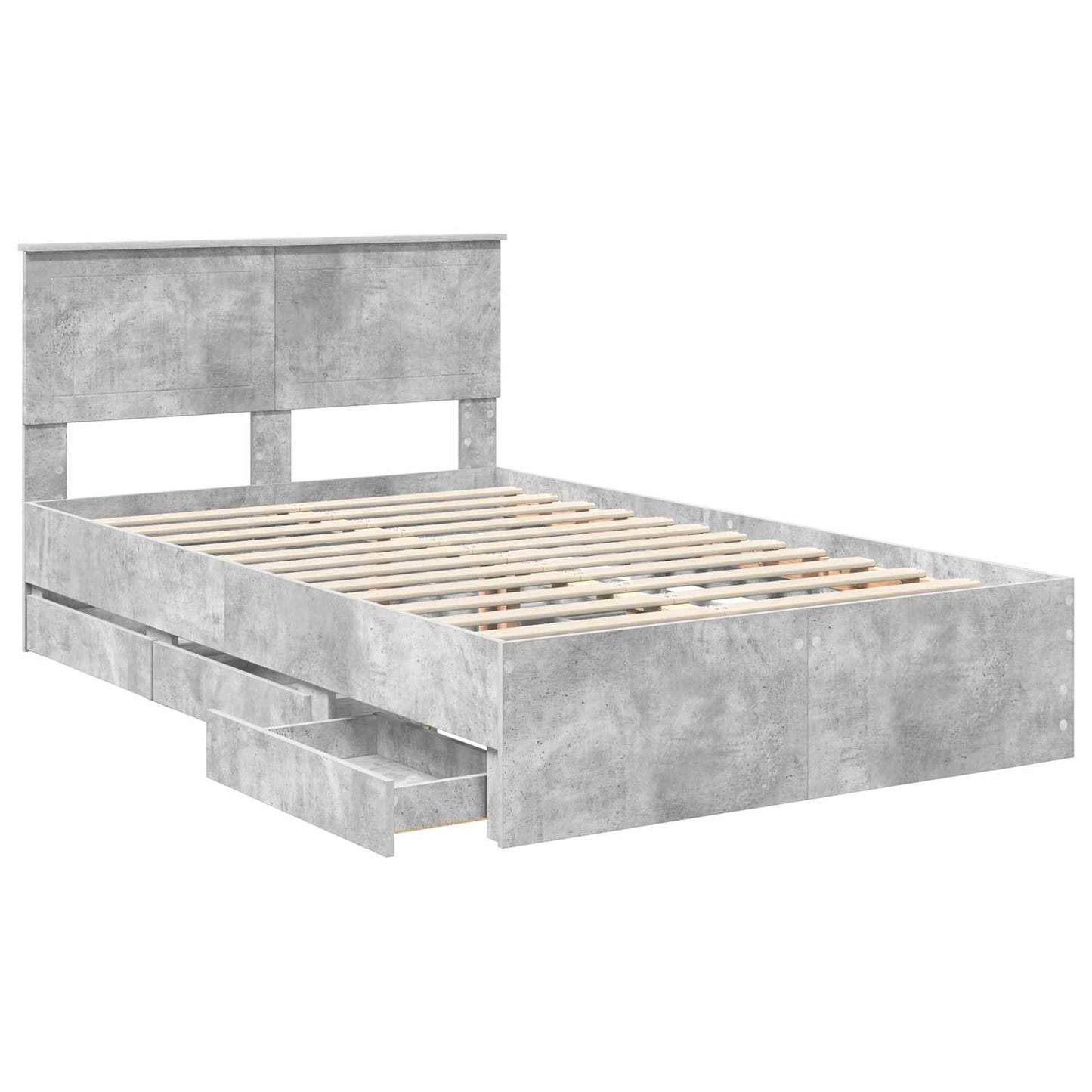 vidaXL Σκελετός Κρεβατιού Σκυρόδεμα Γκρι 120 x 200 cm Μηχανήματος Ξύλο