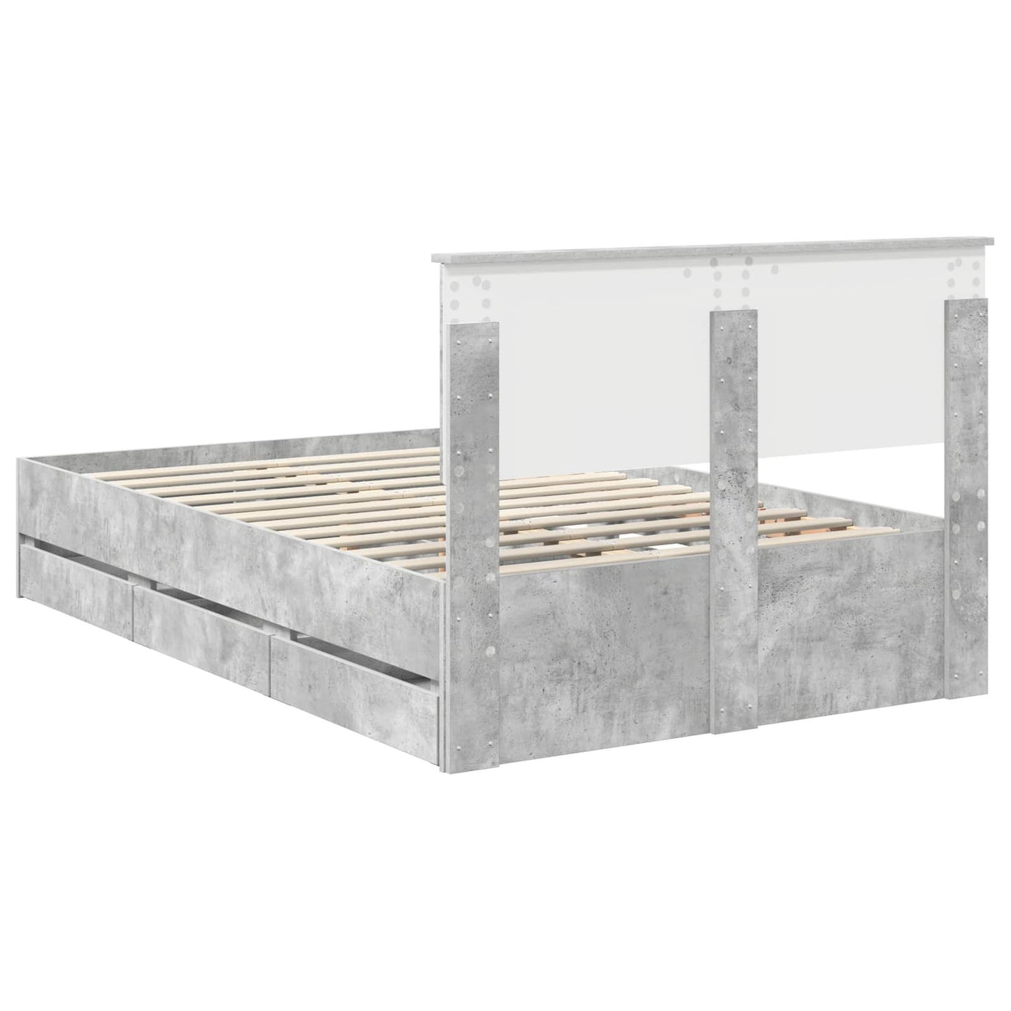 vidaXL Σκελετός Κρεβατιού Σκυρόδεμα Γκρι 120 x 200 cm Μηχανήματος Ξύλο