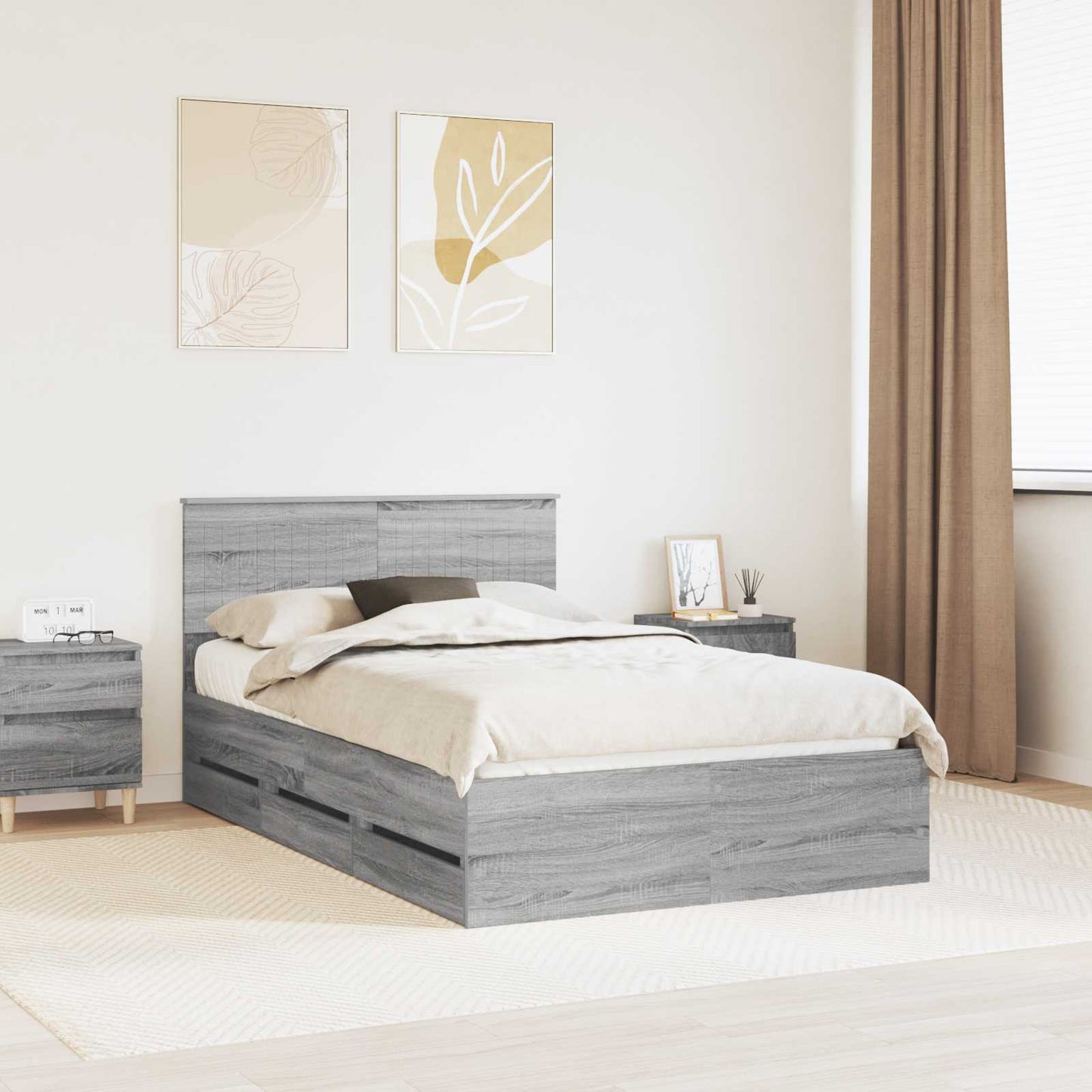 vidaXL Σκελετός Κρεβατιού Γκρίζο Σονομα 120 x 190 cm Μηχανήματος Ξύλο
