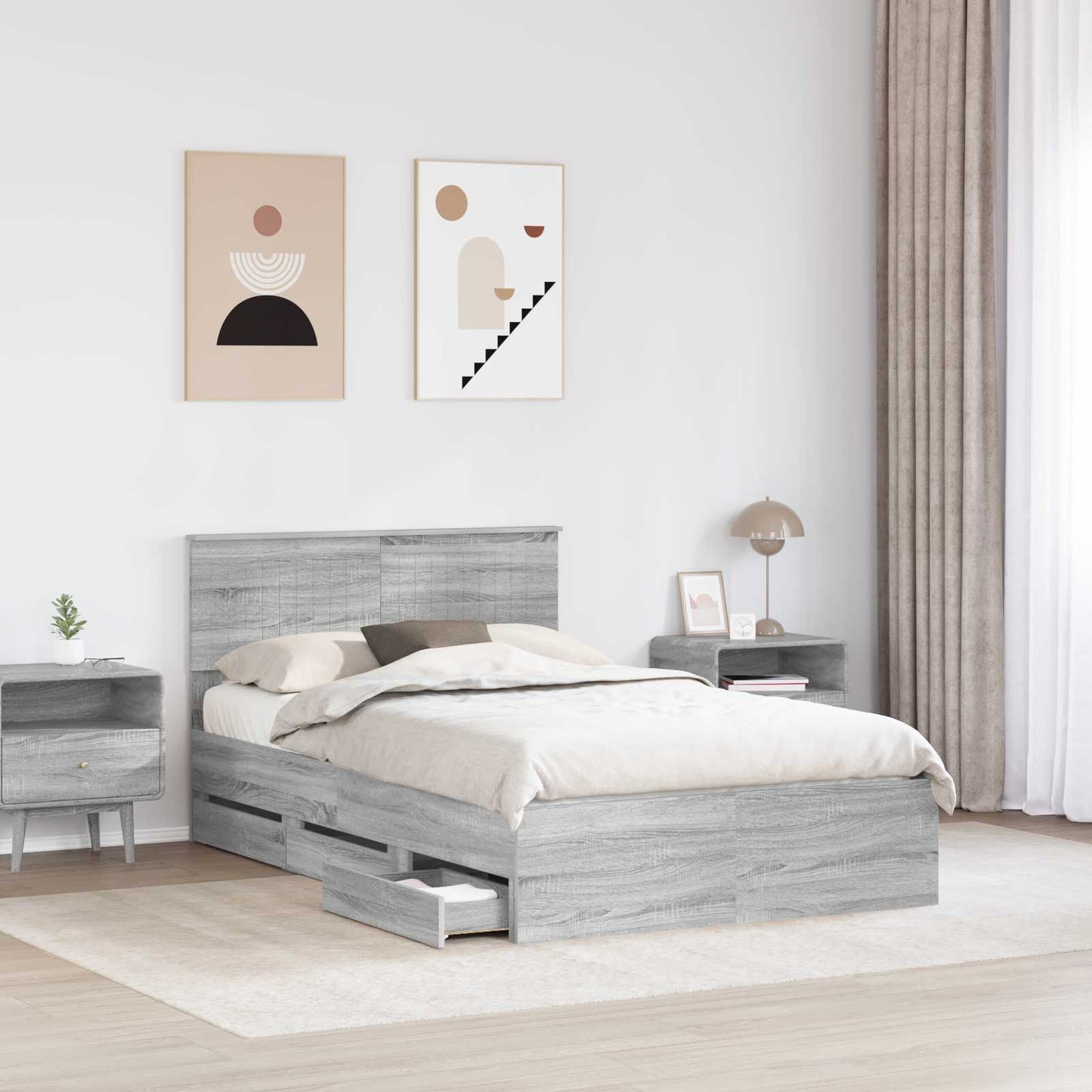 vidaXL Σκελετός Κρεβατιού Γκρίζο Σονομα 120 x 190 cm Μηχανήματος Ξύλο