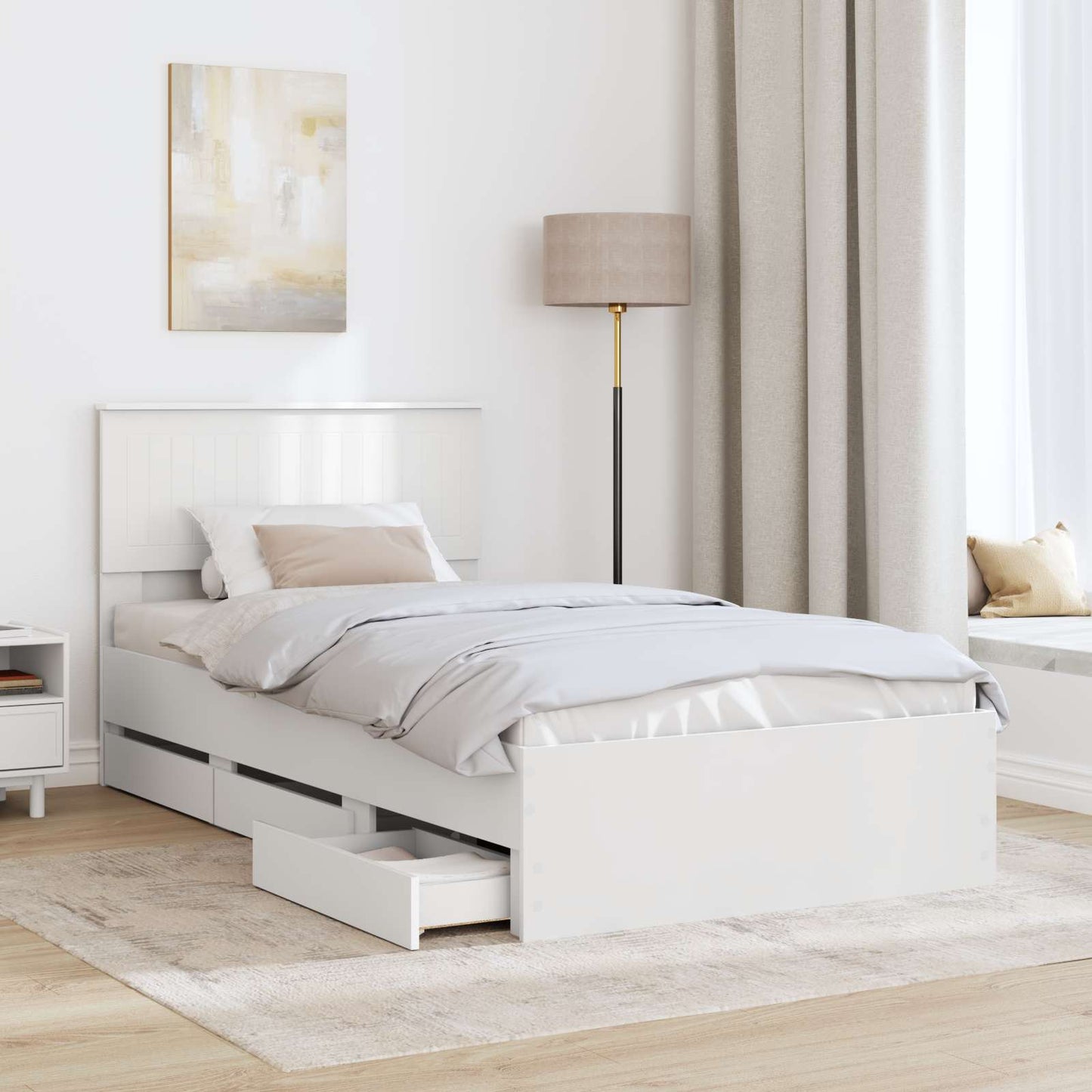 vidaXL Σκελετός Κρεβατιού Λευκό 100 x 200 cm Μηχανήματος Ξύλο