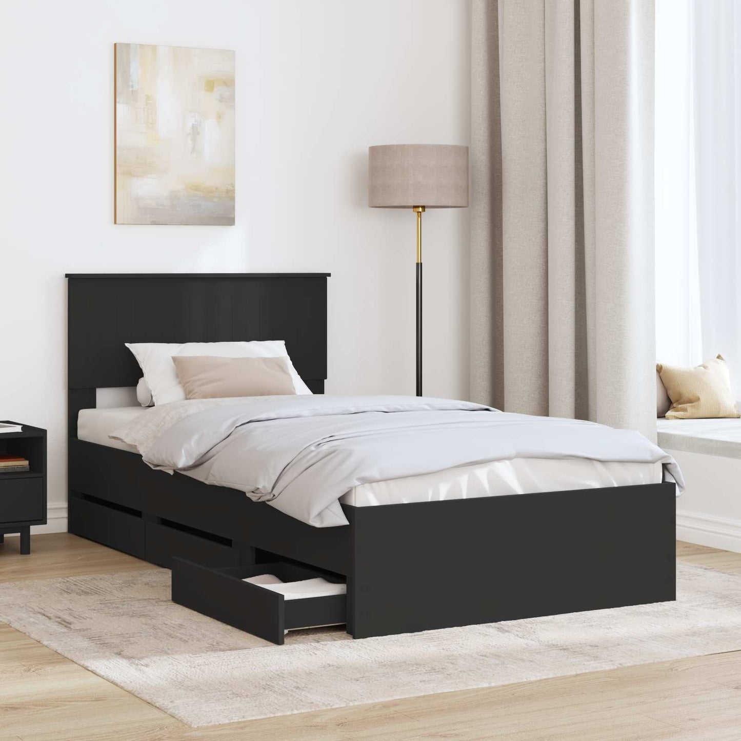 vidaXL Σκελετός Κρεβατιού Μαύρο 100 x 200 cm Μηχανήματος Ξύλο