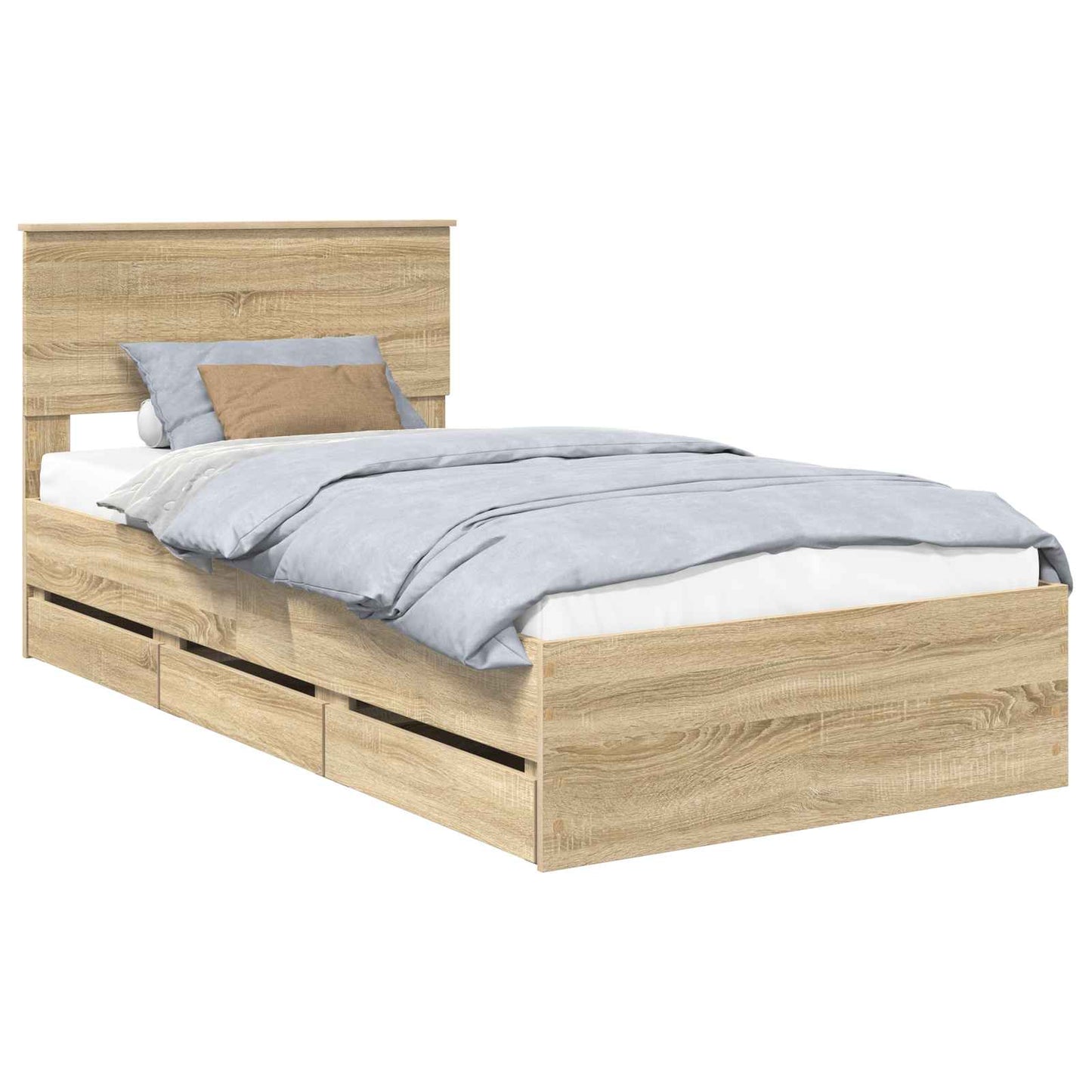 vidaXL Σκελετός Κρεβατιού Δρύς Sonoma 100 x 200 cm Μηχανήματος Ξύλο