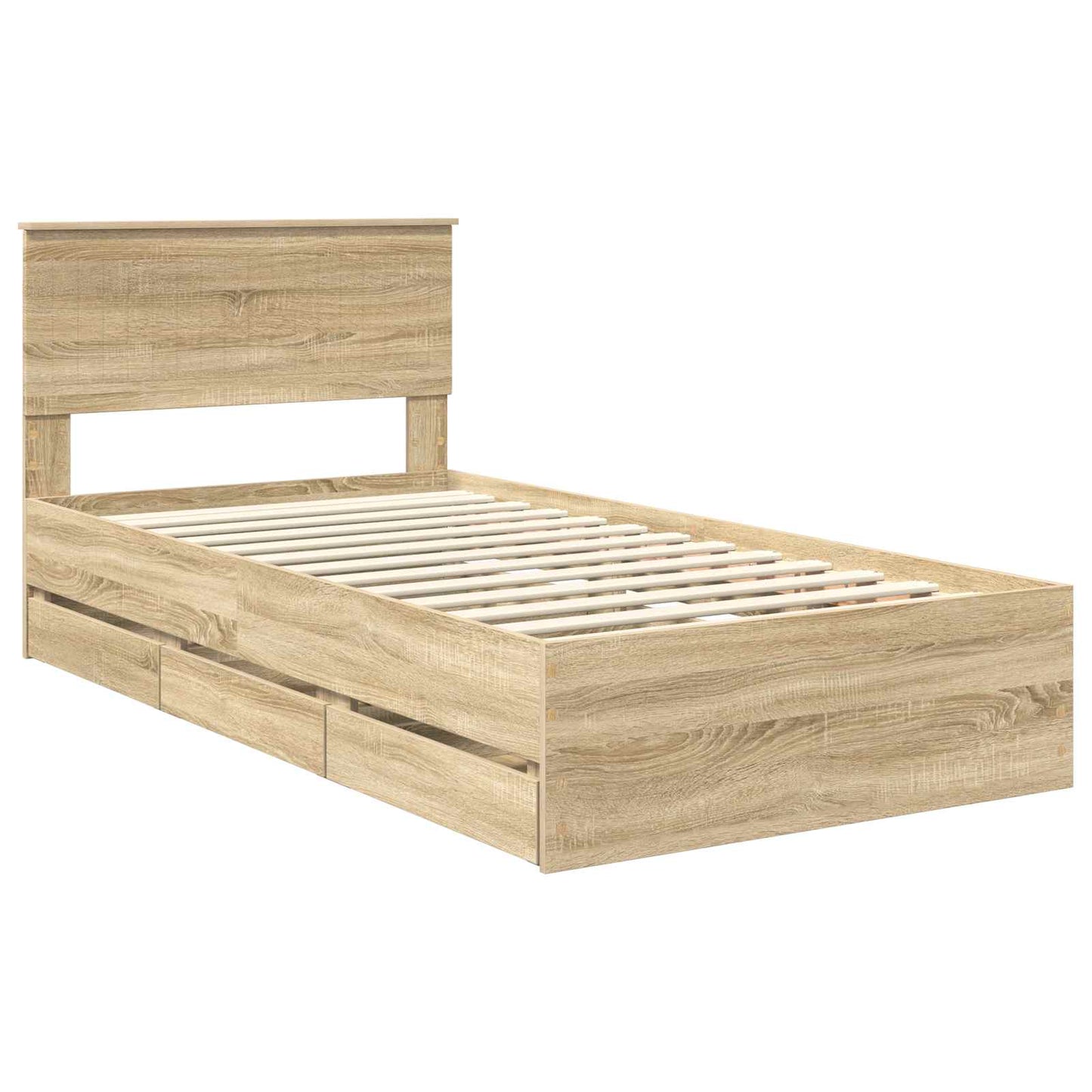 vidaXL Σκελετός Κρεβατιού Δρύς Sonoma 100 x 200 cm Μηχανήματος Ξύλο
