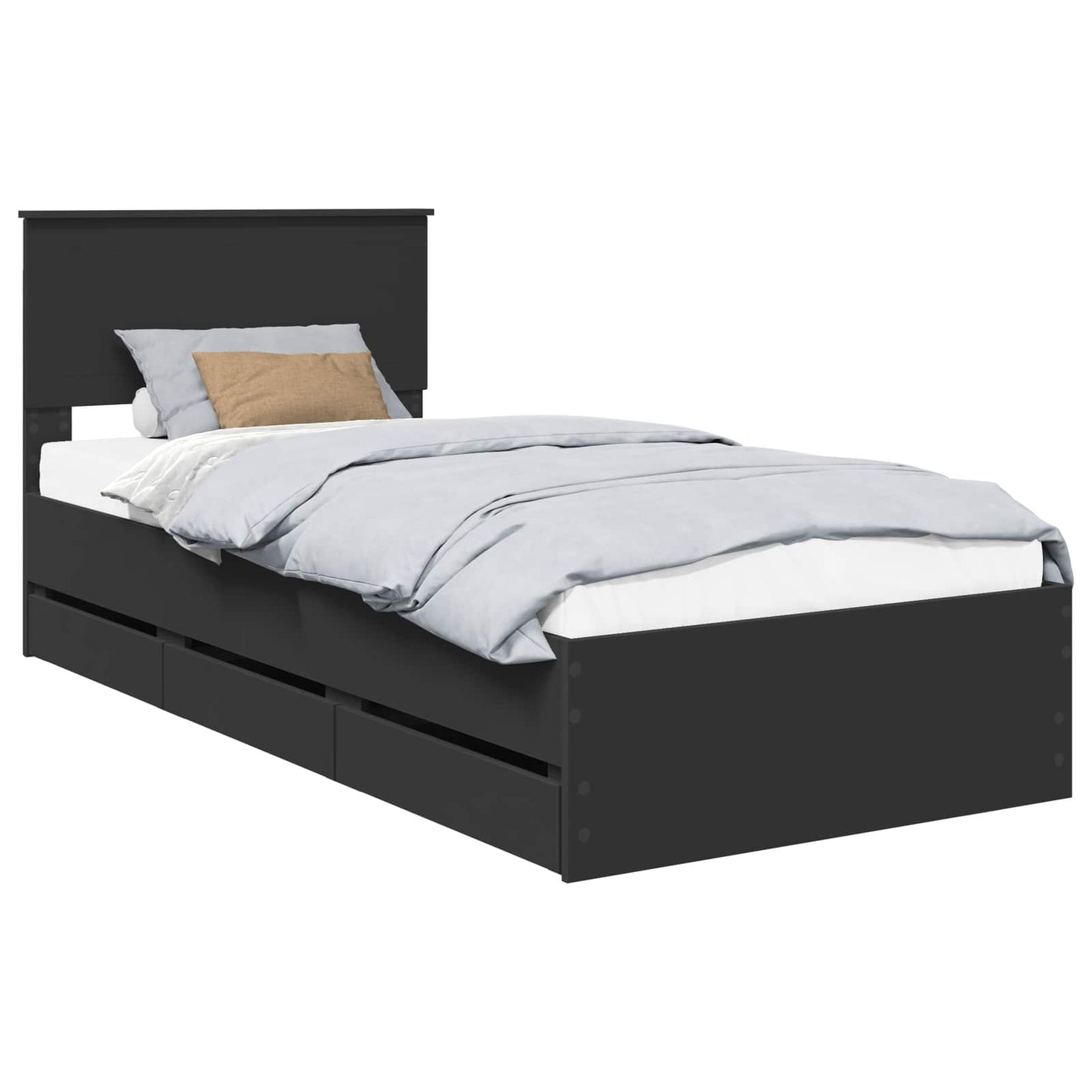 vidaXL Σκελετός Κρεβατιού Μαύρο 90 x 190 cm Μηχανήματος Ξύλο