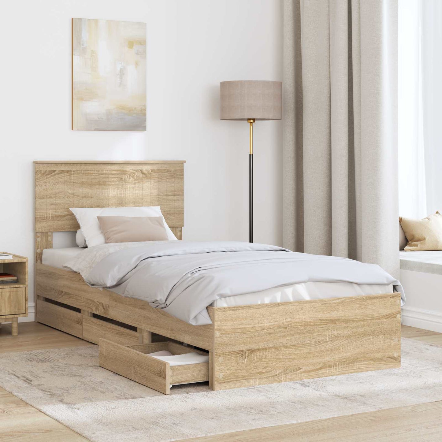 vidaXL Σκελετός Κρεβατιού Δρύς Sonoma 90 x 200 cm Μηχανήματος Ξύλο