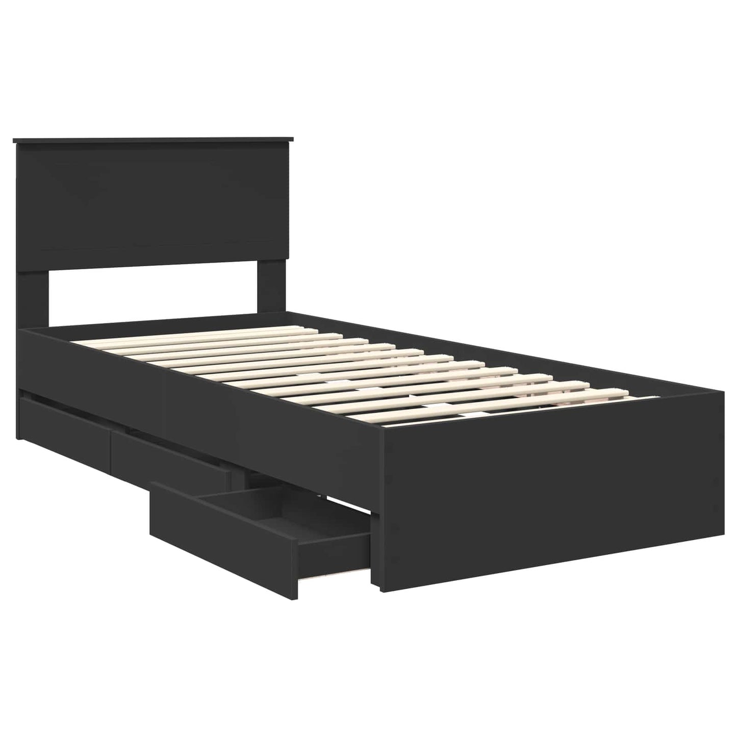 vidaXL Σκελετός Κρεβατιού Μαύρο 90 x 200 cm Μηχανήματος Ξύλο