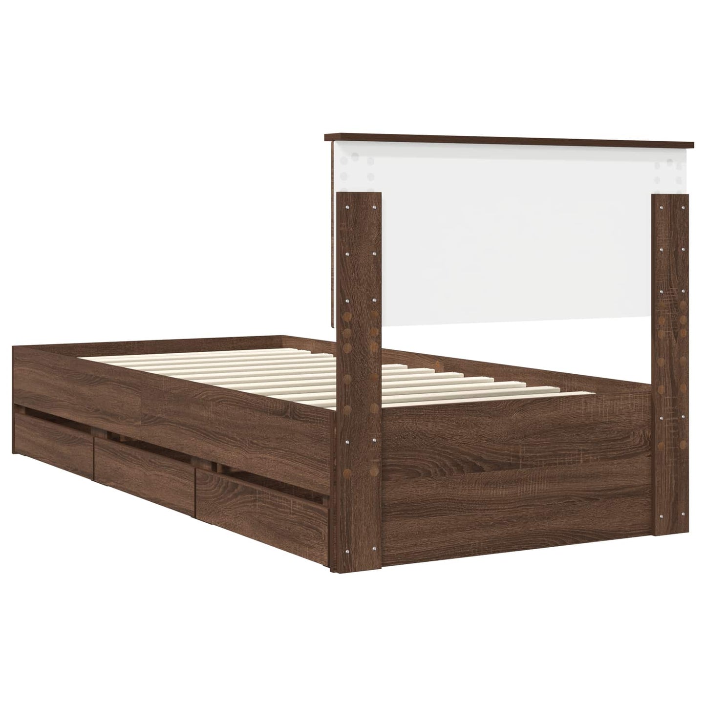 vidaXL Σκελετός Κρεβατιού Καφέ δρυς 90 x 200 cm Μηχανήματος Ξύλο