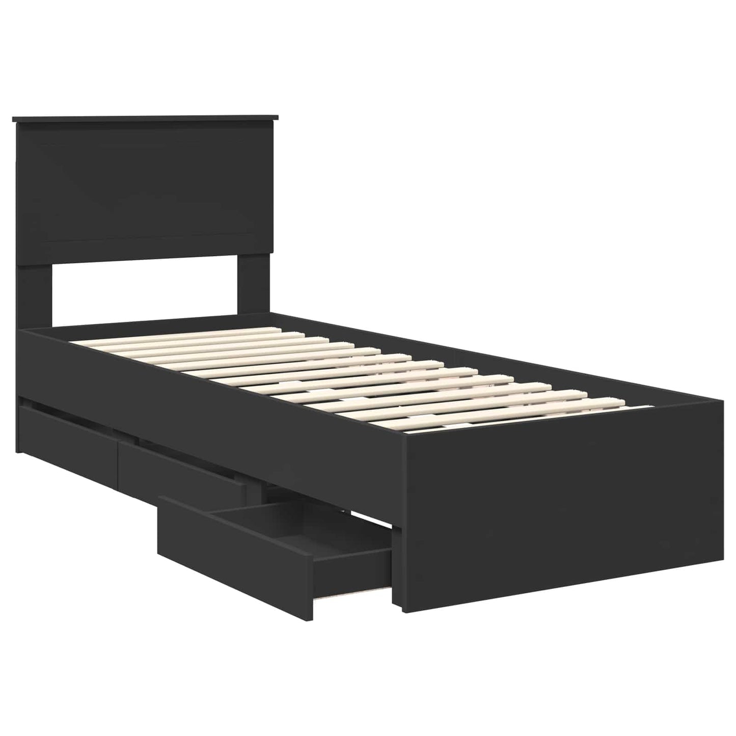 vidaXL Σκελετός Κρεβατιού Μαύρο 75 x 190 cm Μηχανήματος Ξύλο