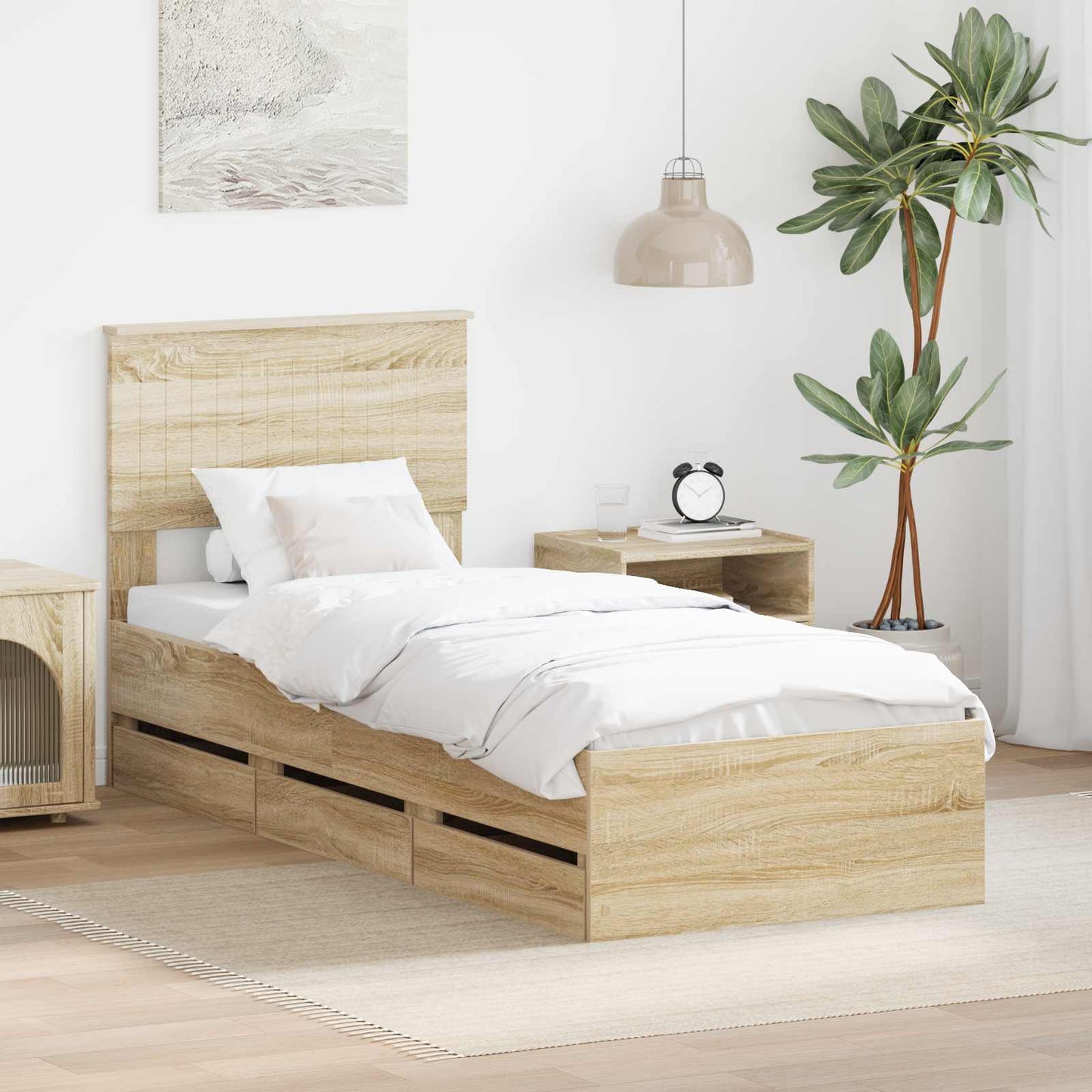 vidaXL Σκελετός Κρεβατιού Δρύς Sonoma 75 x 190 cm Μηχανήματος Ξύλο