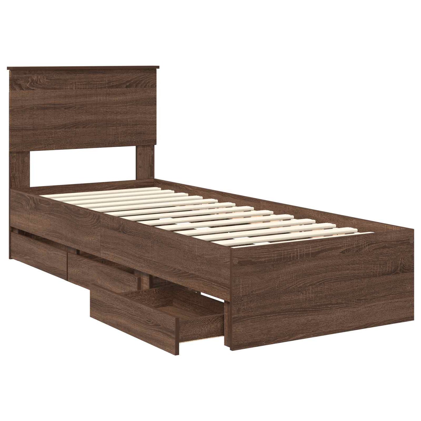 vidaXL Σκελετός Κρεβατιού Καφέ δρυς 75 x 190 cm Μηχανήματος Ξύλο
