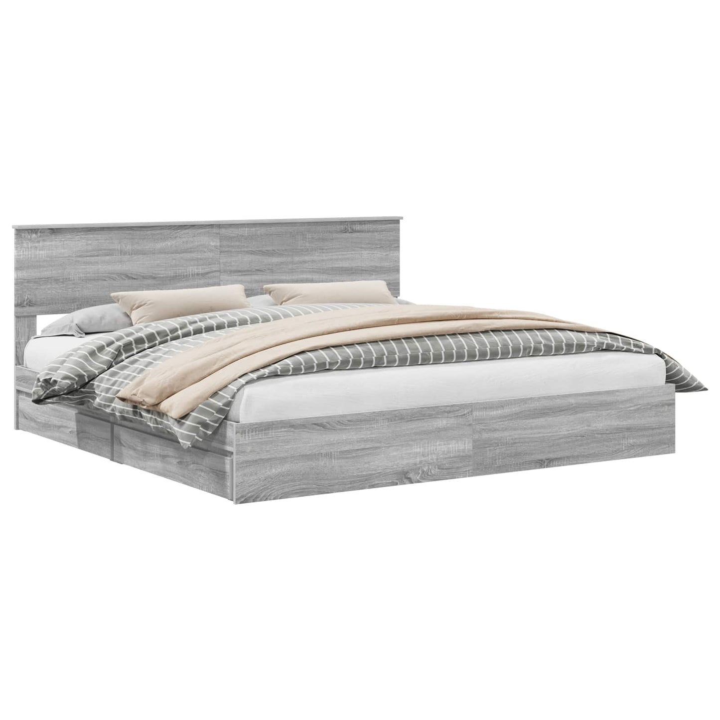 vidaXL Κρεβάτι Αποθήκης Γκρίζο Σονομα 200 x 200 cm Επεξεργασμένο Ξύλο