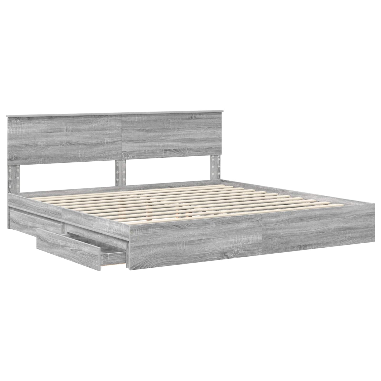 vidaXL Κρεβάτι Αποθήκης Γκρίζο Σονομα 200 x 200 cm Επεξεργασμένο Ξύλο