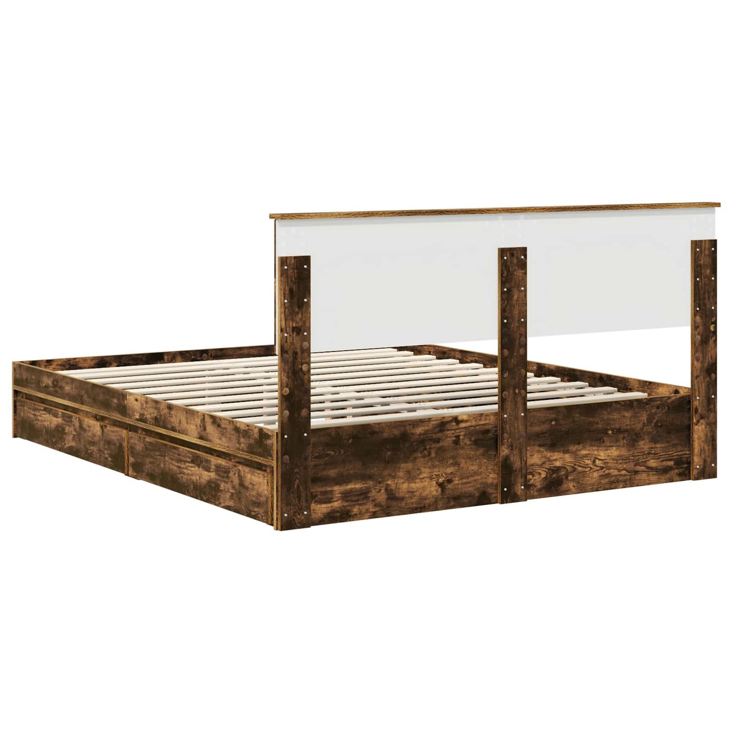 vidaXL Κρεβάτι Αποθήκης Καπνιστό Δρύς 160 x 200 cm Επεξεργασμένο Ξύλο