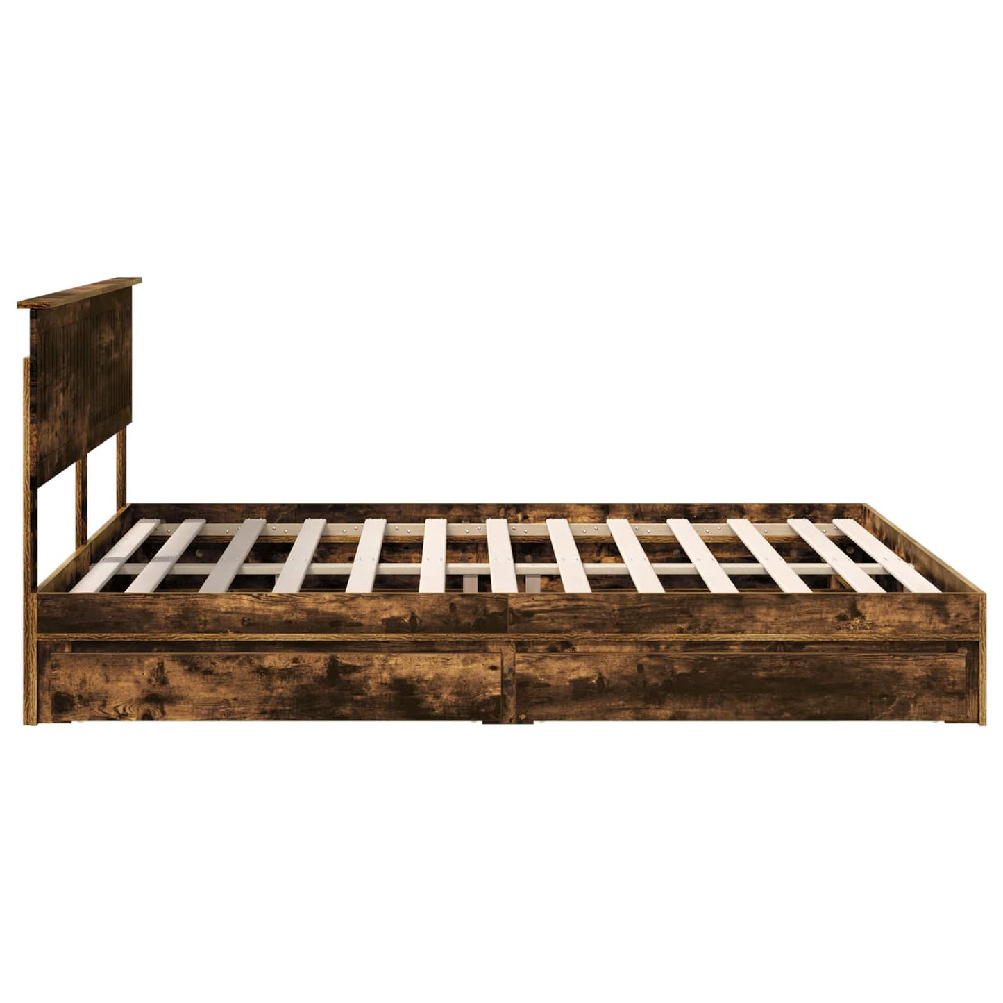 vidaXL Κρεβάτι Αποθήκης Καπνιστό Δρύς 160 x 200 cm Επεξεργασμένο Ξύλο