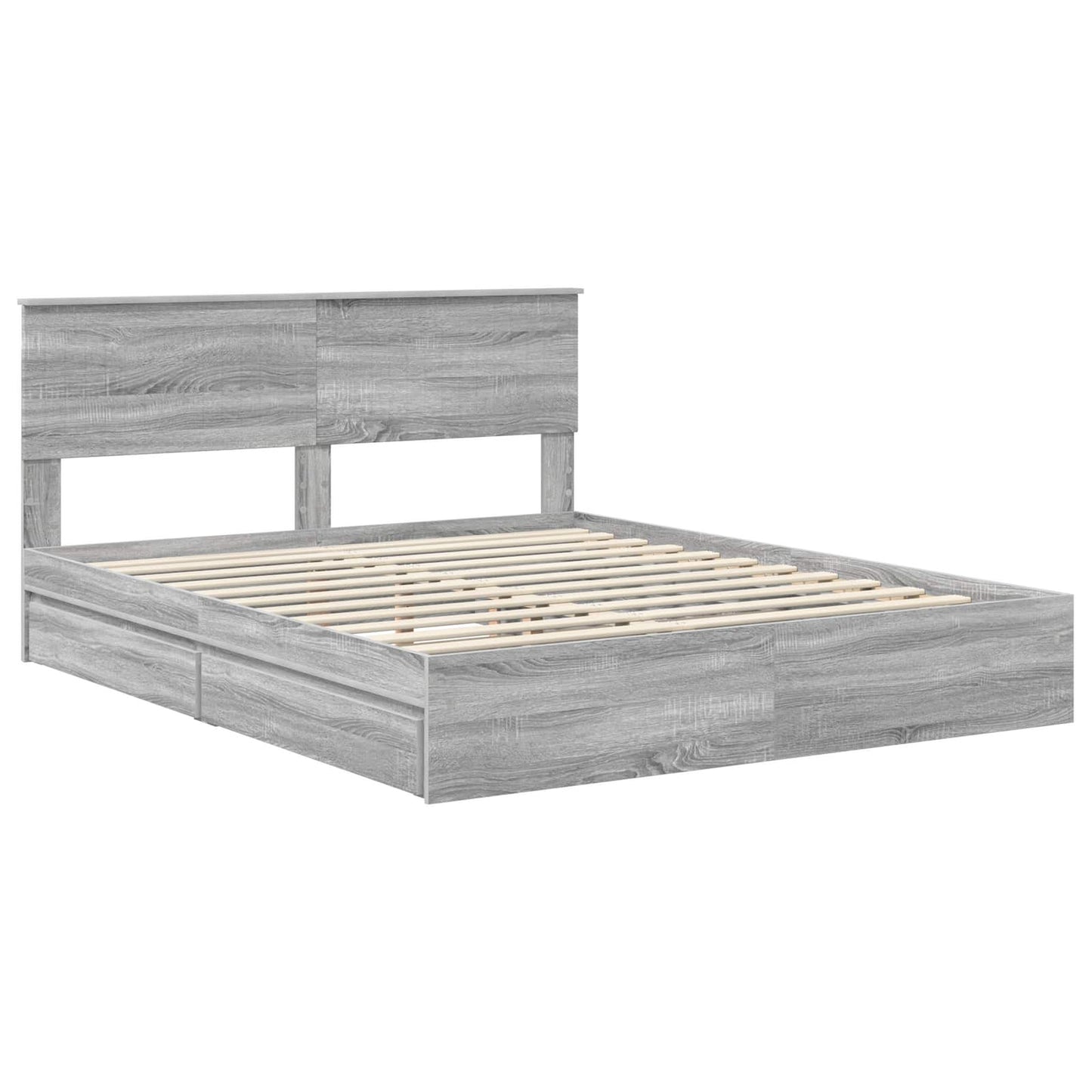 vidaXL Κρεβάτι Αποθήκης Γκρίζο Σονομα 160 x 200 cm Επεξεργασμένο Ξύλο