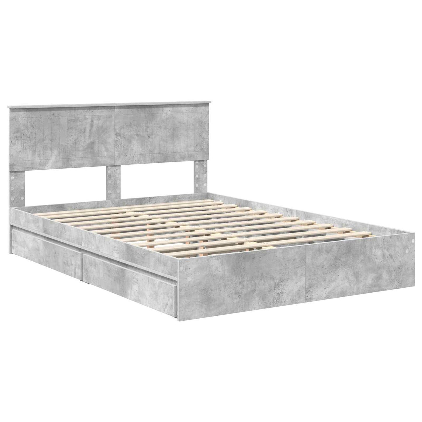 vidaXL Κρεβάτι Αποθήκης Σκυρόδεμα Γκρι 135 x 190 cm Επεξεργασμένο ξύλο