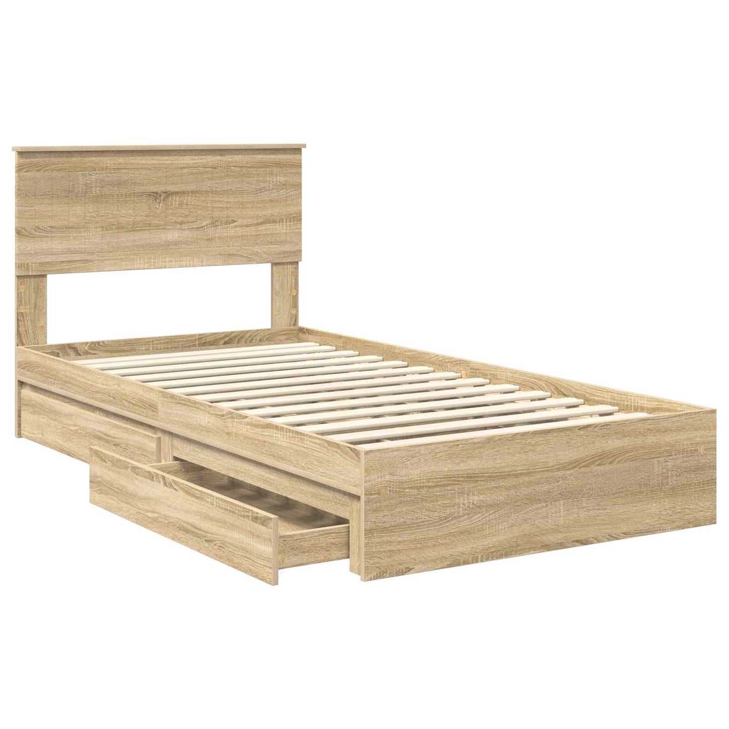 vidaXL Κρεβάτι Αποθήκης Δρύς Sonoma 100 x 200 cm Επεξεργασμένο ξύλο