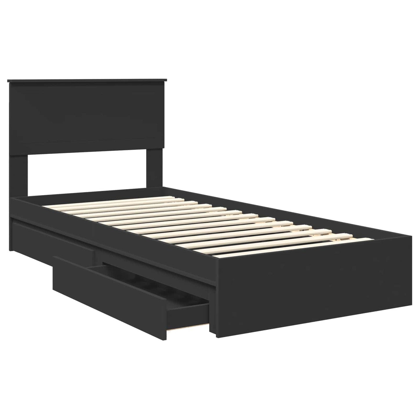 vidaXL Κρεβάτι Αποθήκης Μαύρο 90 x 190 cm Επεξεργασμένο ξύλο
