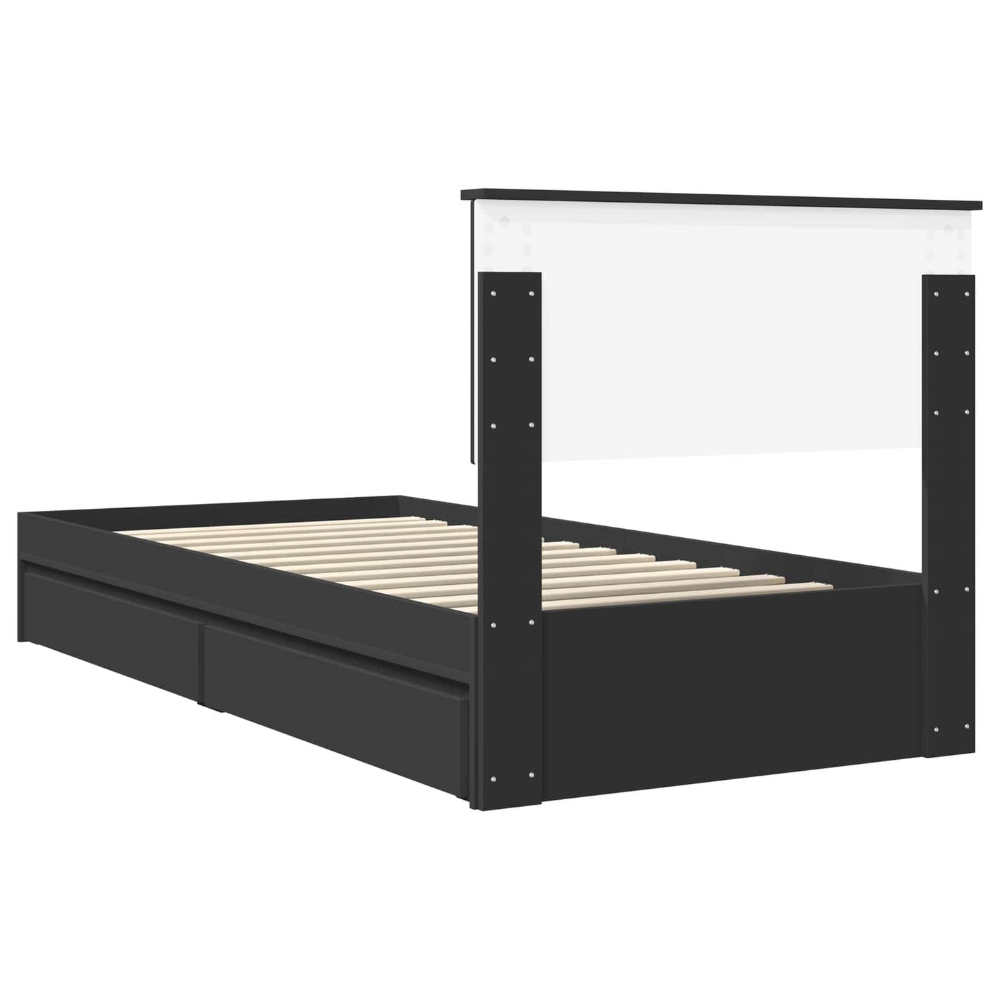 vidaXL Κρεβάτι Αποθήκης Μαύρο 90 x 190 cm Επεξεργασμένο ξύλο