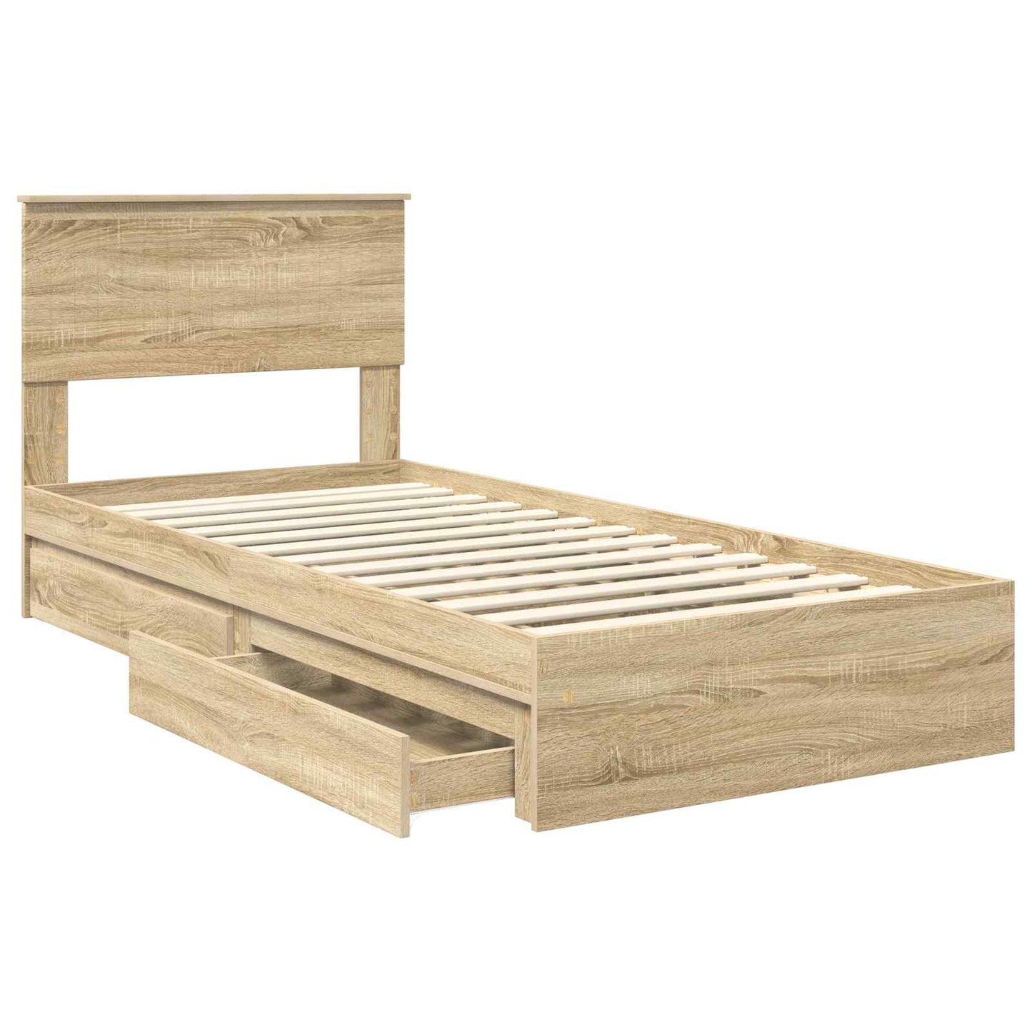 vidaXL Κρεβάτι Αποθήκης Δρύς Sonoma 90 x 190 cm Επεξεργασμένο ξύλο