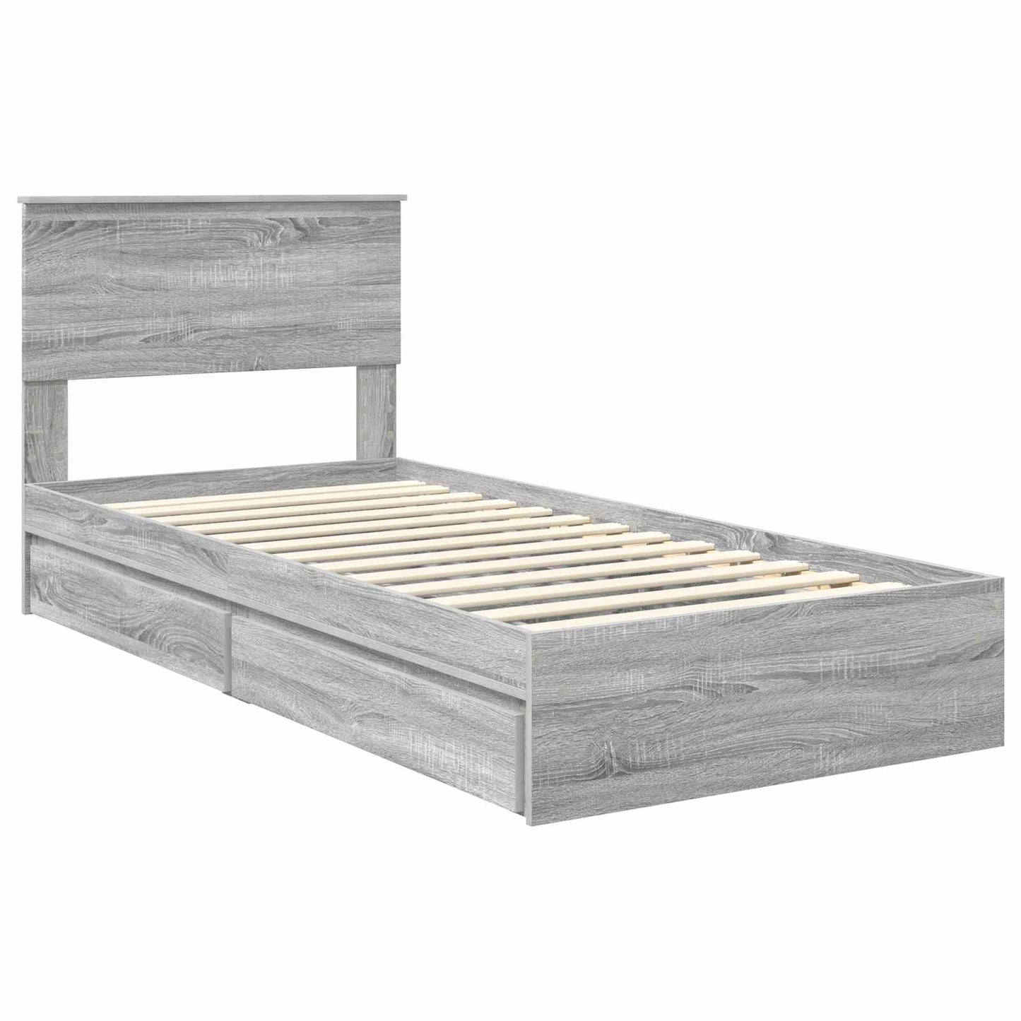 vidaXL Κρεβάτι Αποθήκης Γκρίζο Σονομα 90 x 190 cm Επεξεργασμένο Ξύλο