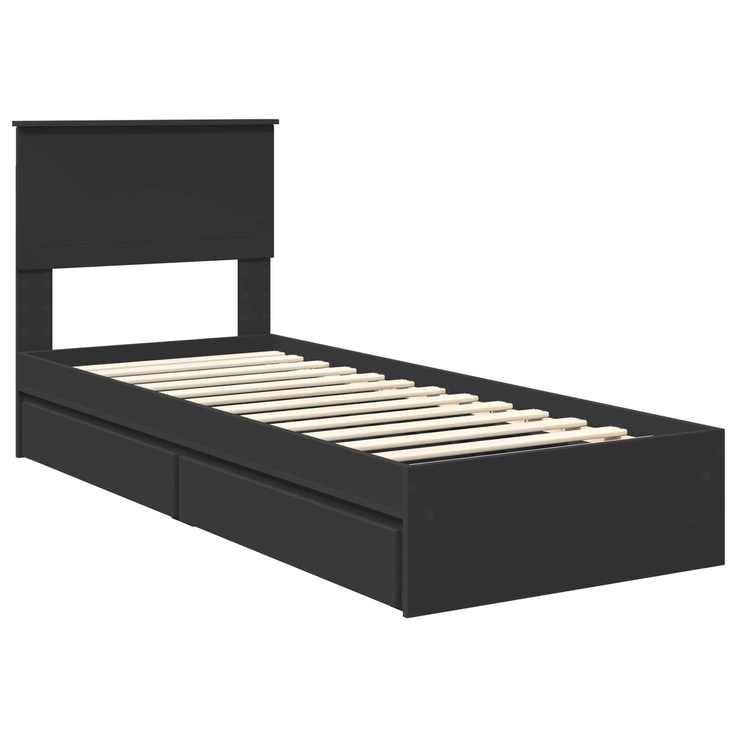 vidaXL Κρεβάτι Αποθήκης Μαύρο 75 x 190 cm Επεξεργασμένο ξύλο