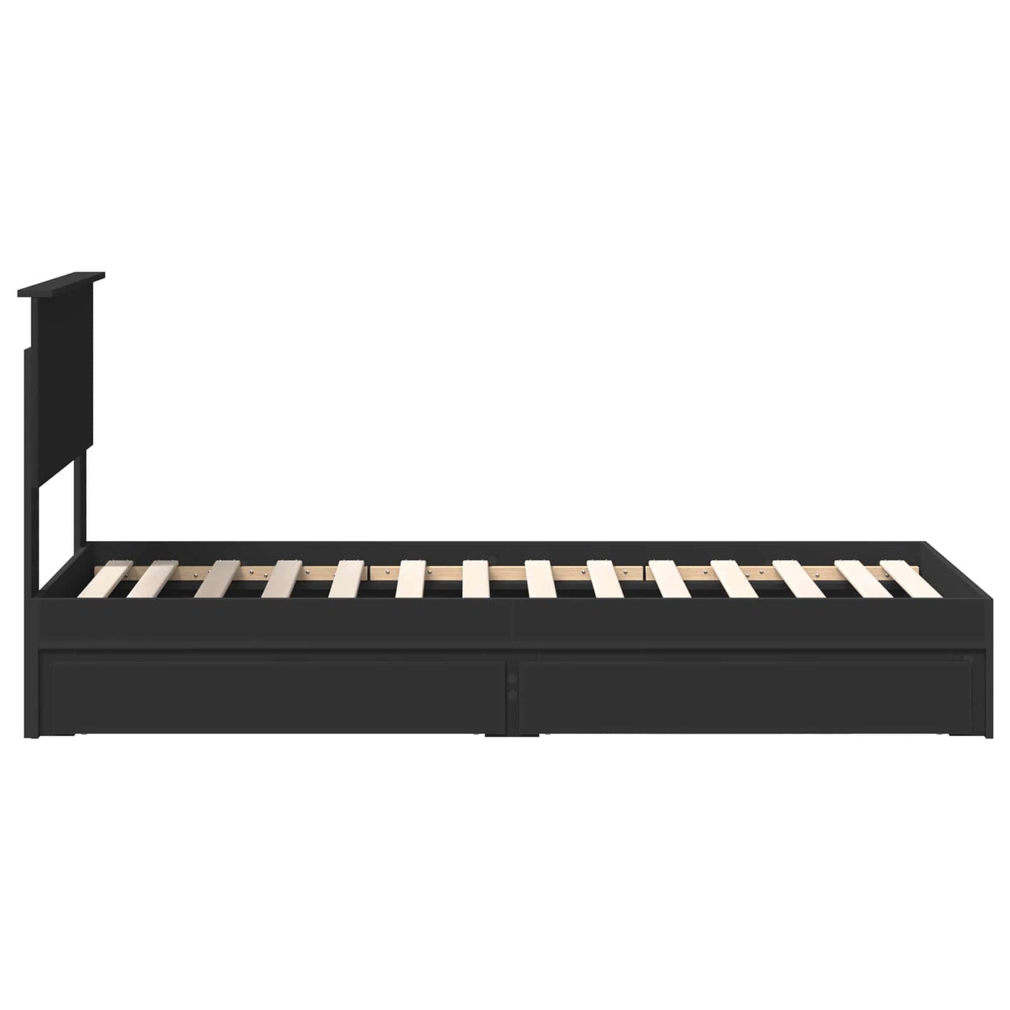 vidaXL Κρεβάτι Αποθήκης Μαύρο 75 x 190 cm Επεξεργασμένο ξύλο