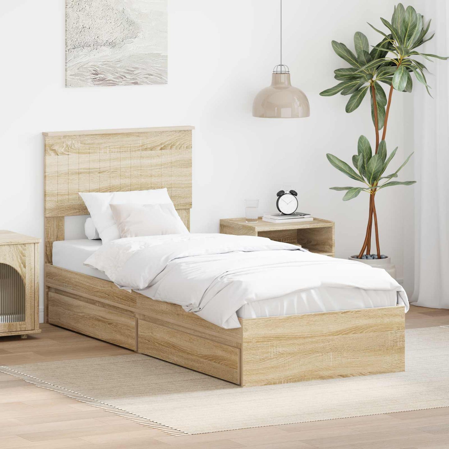 vidaXL Κρεβάτι Αποθήκης Δρύς Sonoma 75 x 190 cm Επεξεργασμένο ξύλο