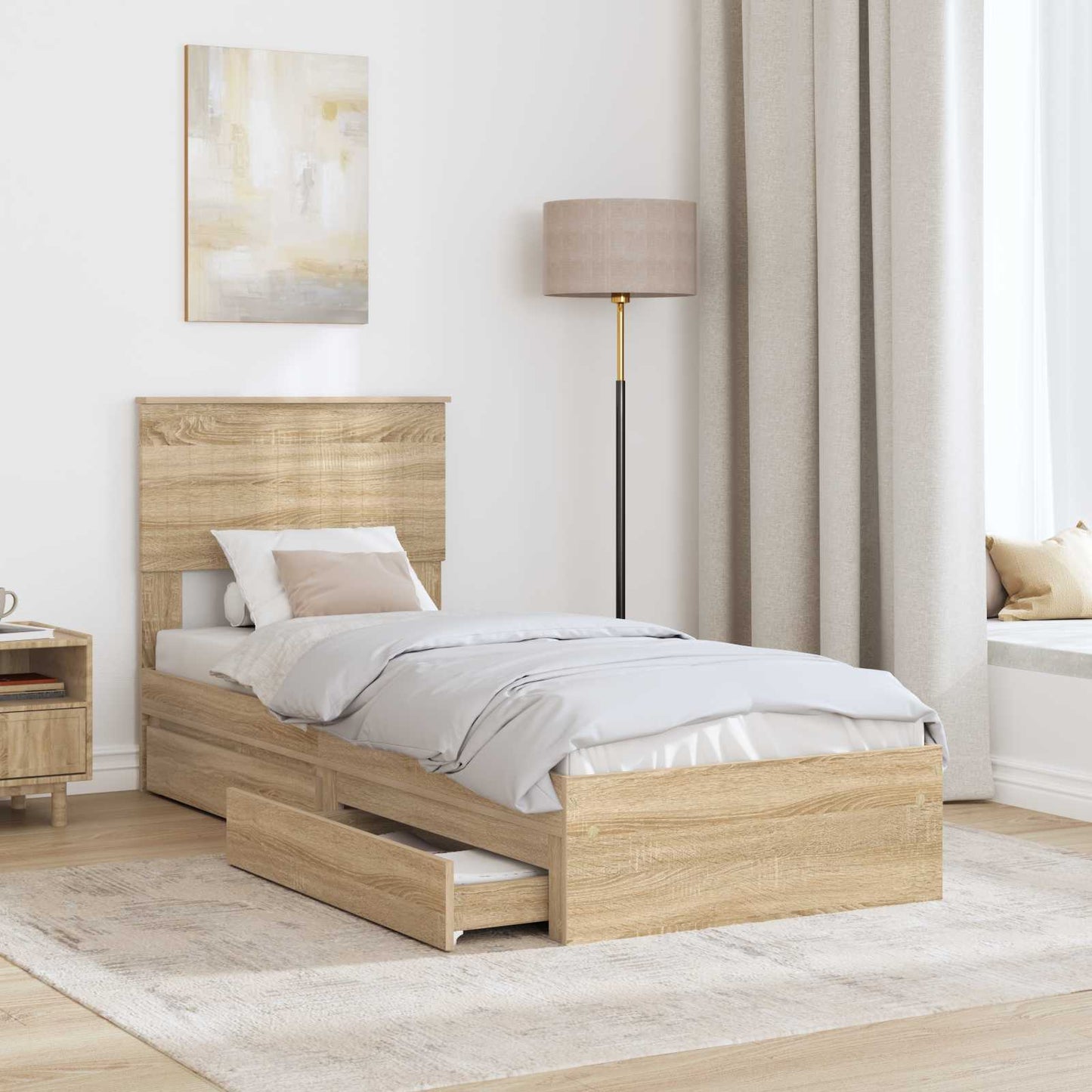 vidaXL Κρεβάτι Αποθήκης Δρύς Sonoma 75 x 190 cm Επεξεργασμένο ξύλο