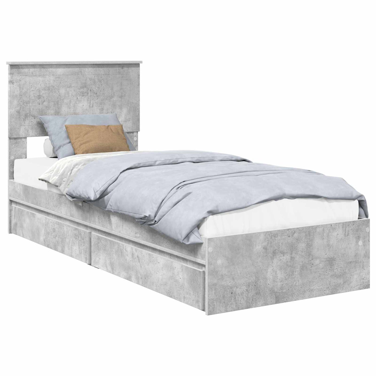 vidaXL Κρεβάτι Αποθήκης Σκυρόδεμα Γκρι 75 x 190 cm Επεξεργασμένο ξύλο