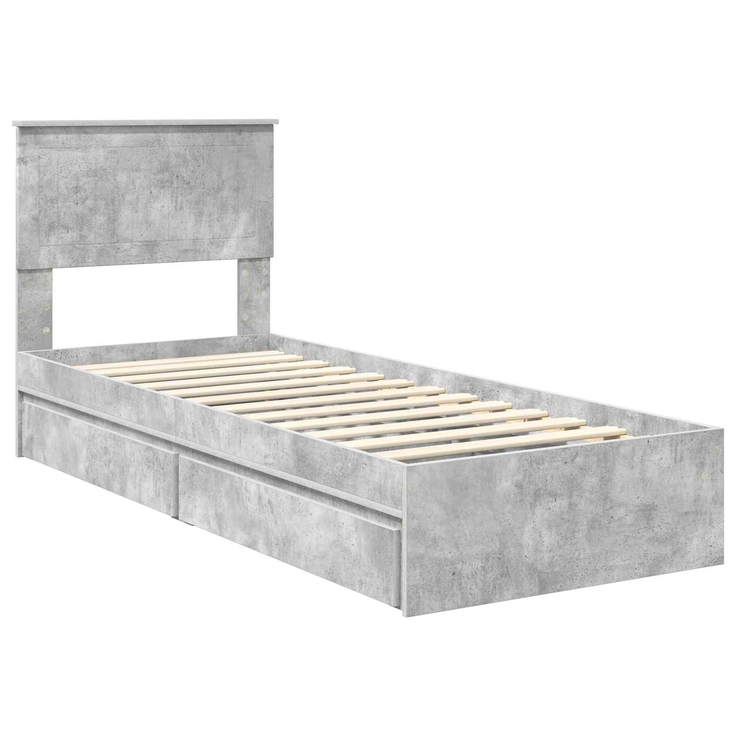 vidaXL Κρεβάτι Αποθήκης Σκυρόδεμα Γκρι 75 x 190 cm Επεξεργασμένο ξύλο