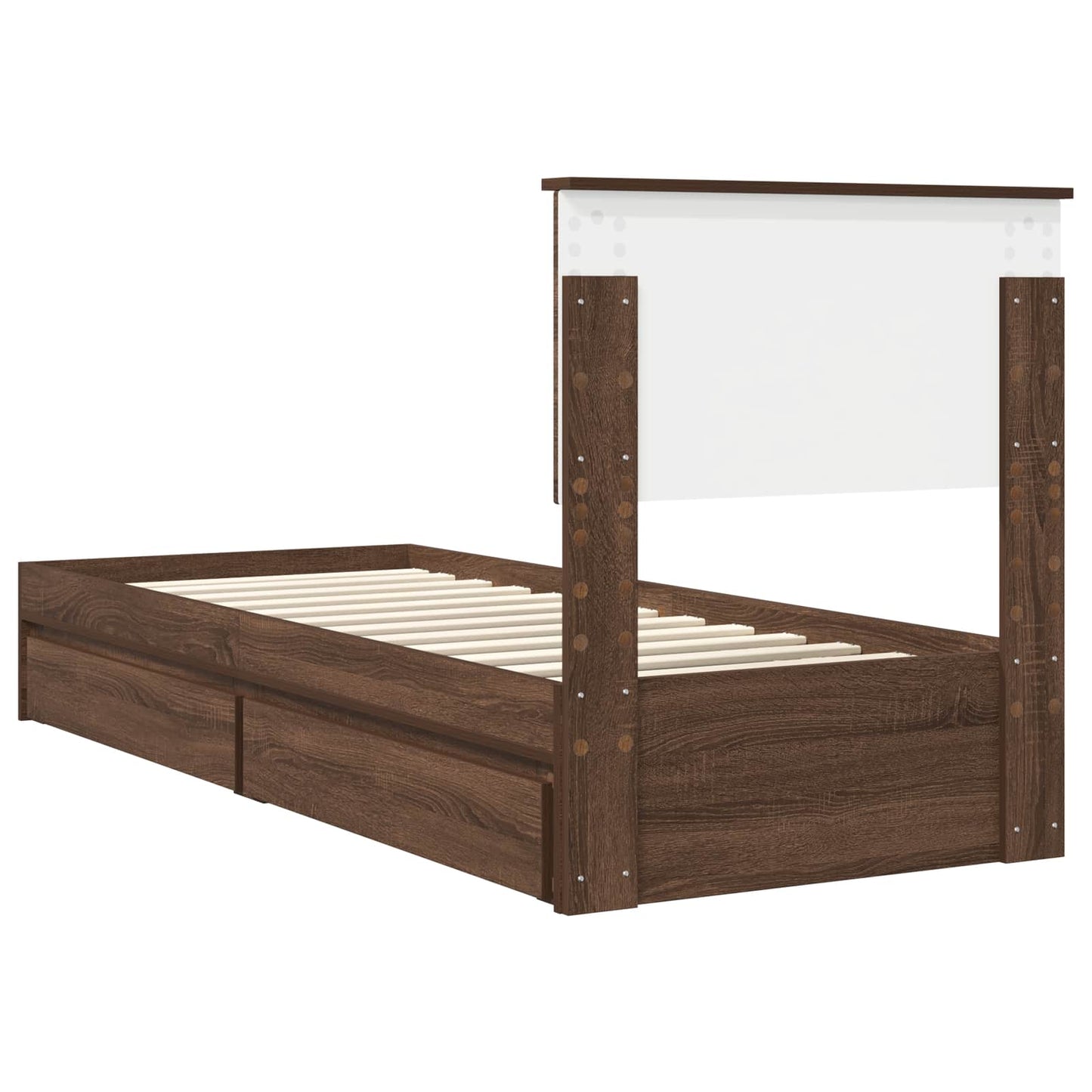 vidaXL Κρεβάτι Αποθήκης Καφέ δρυς 75 x 190 cm Επεξεργασμένο ξύλο